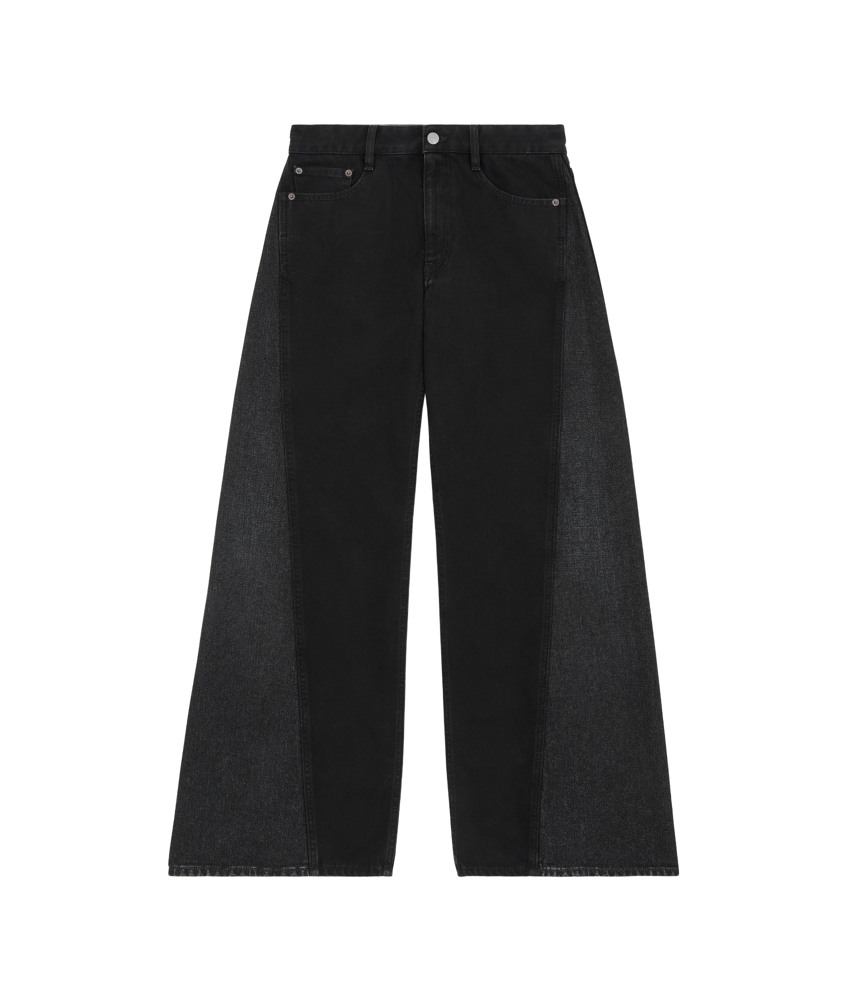 Shop Mm6 Maison Margiela Half And Half Denim Trousers In Black
