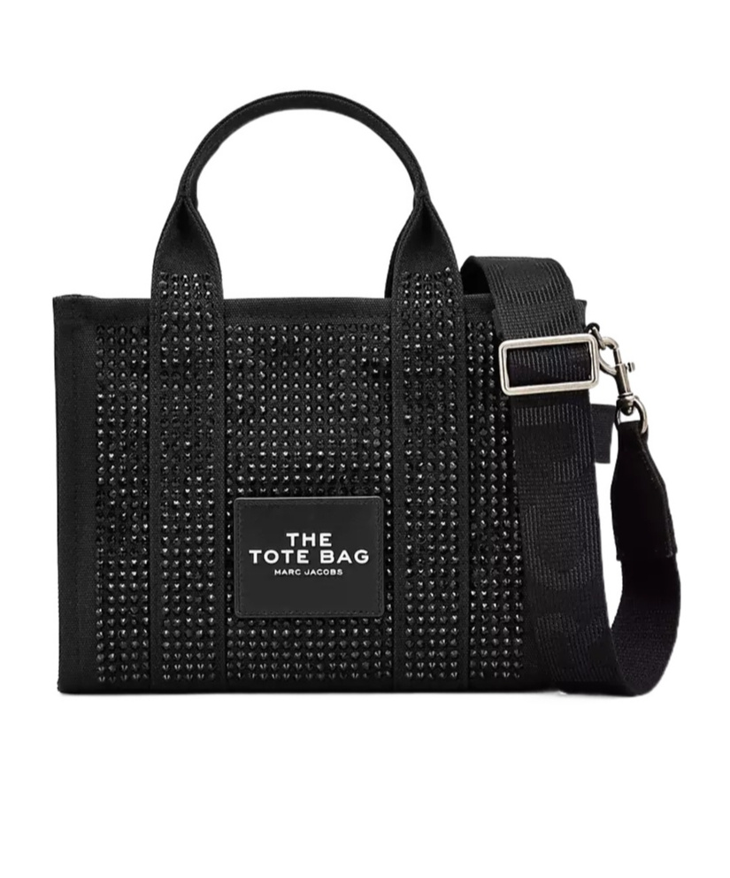 Marc Jacobs The Small Tote In Canvas With Applied Crystals In Black