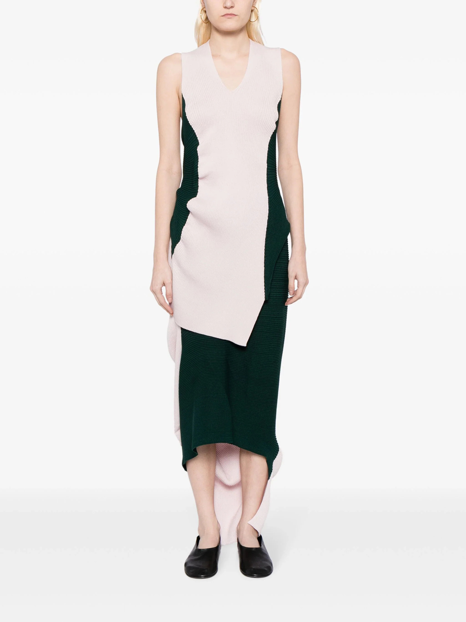 Shop Issey Miyake Asymmetric Ribbed-knit Top In Pink