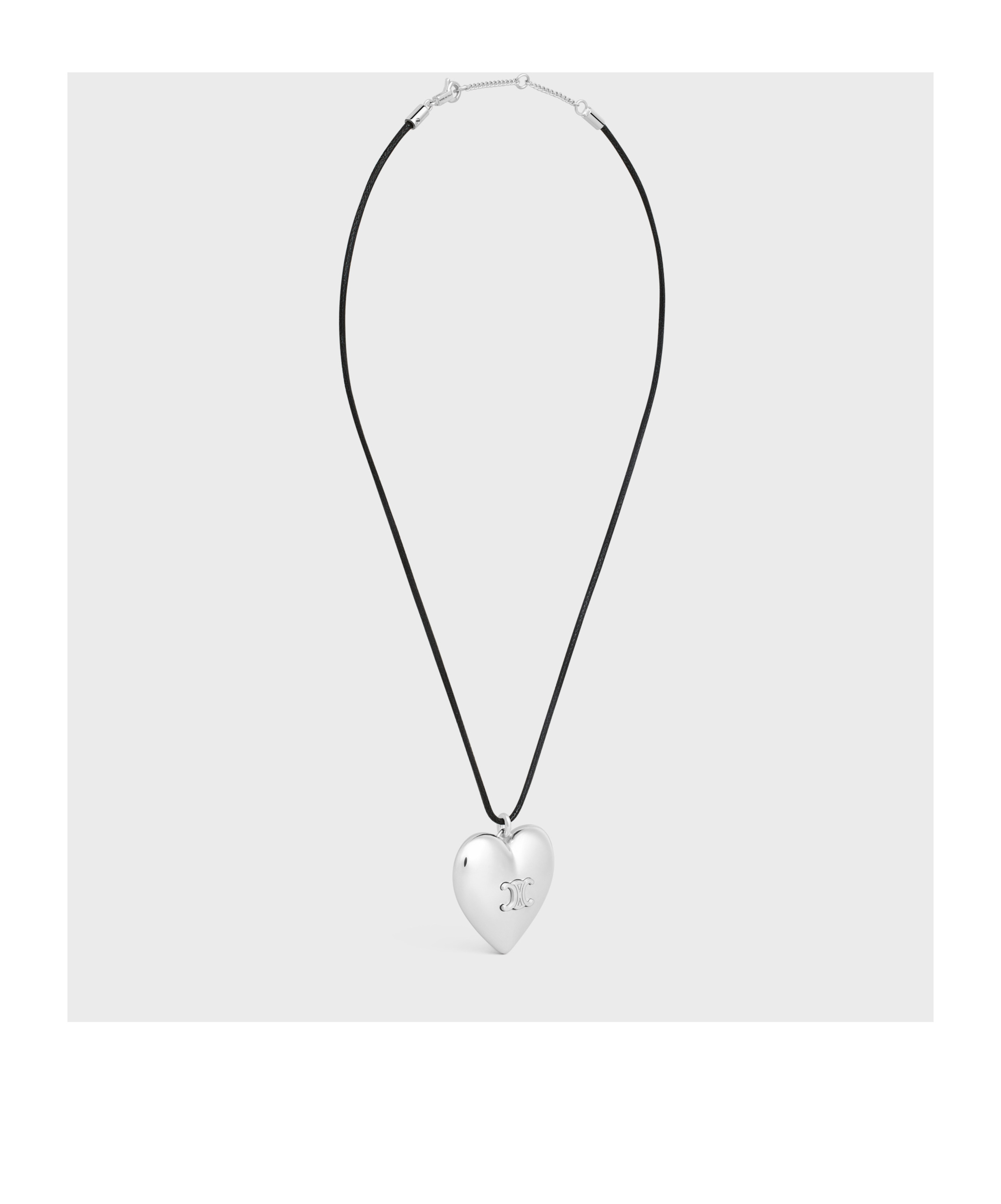 Celine Cur Triomphe Necklace In Brass With Gold Finish And Cotton In White