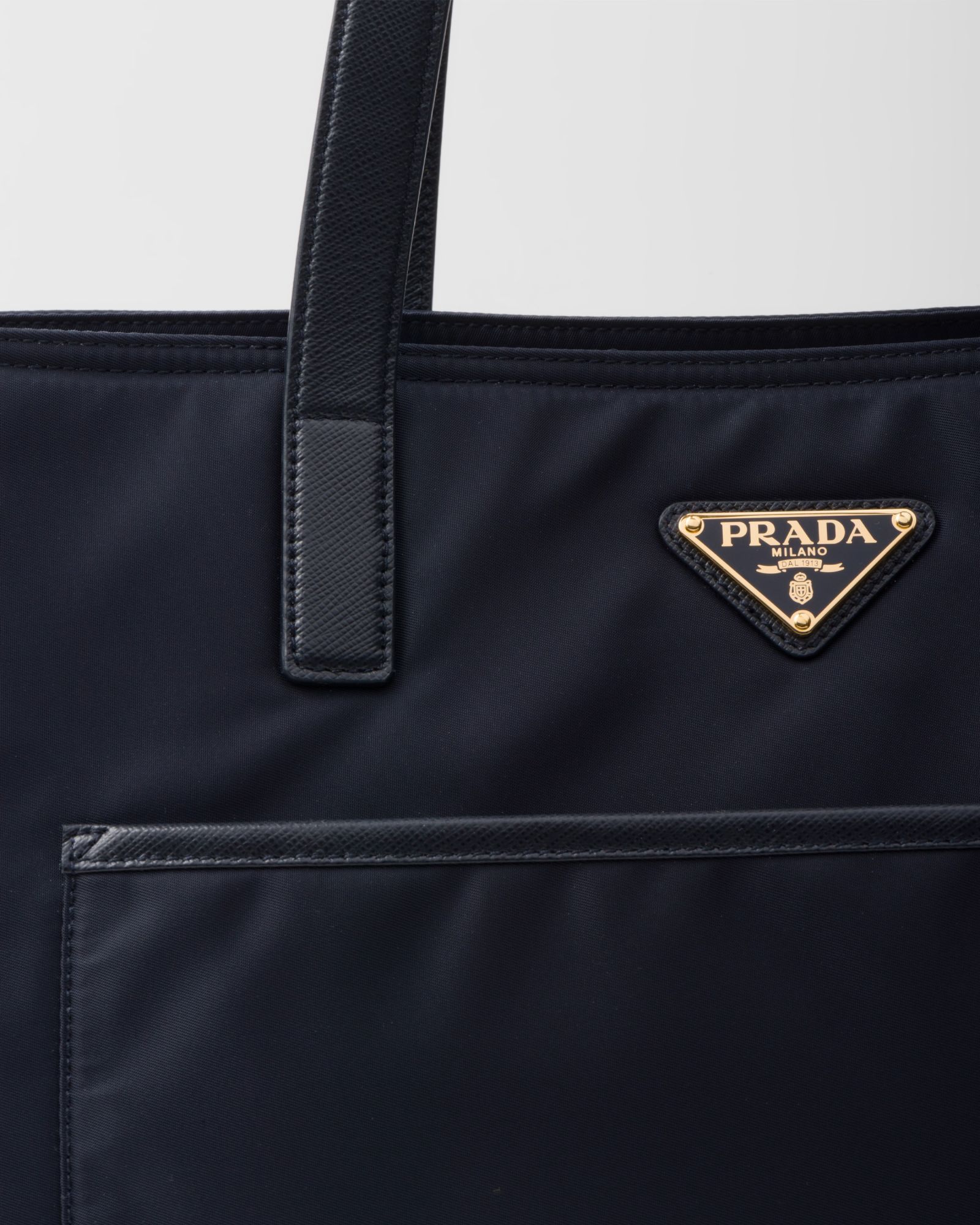 Prada Large Re-edition 1978 Shopping Bag With Front Pocket In Blue