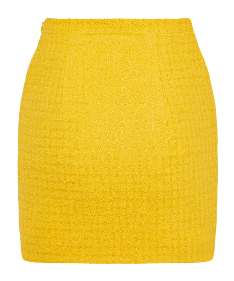 Alessandra Rich Checked Tweed Miniskirt In Yellow