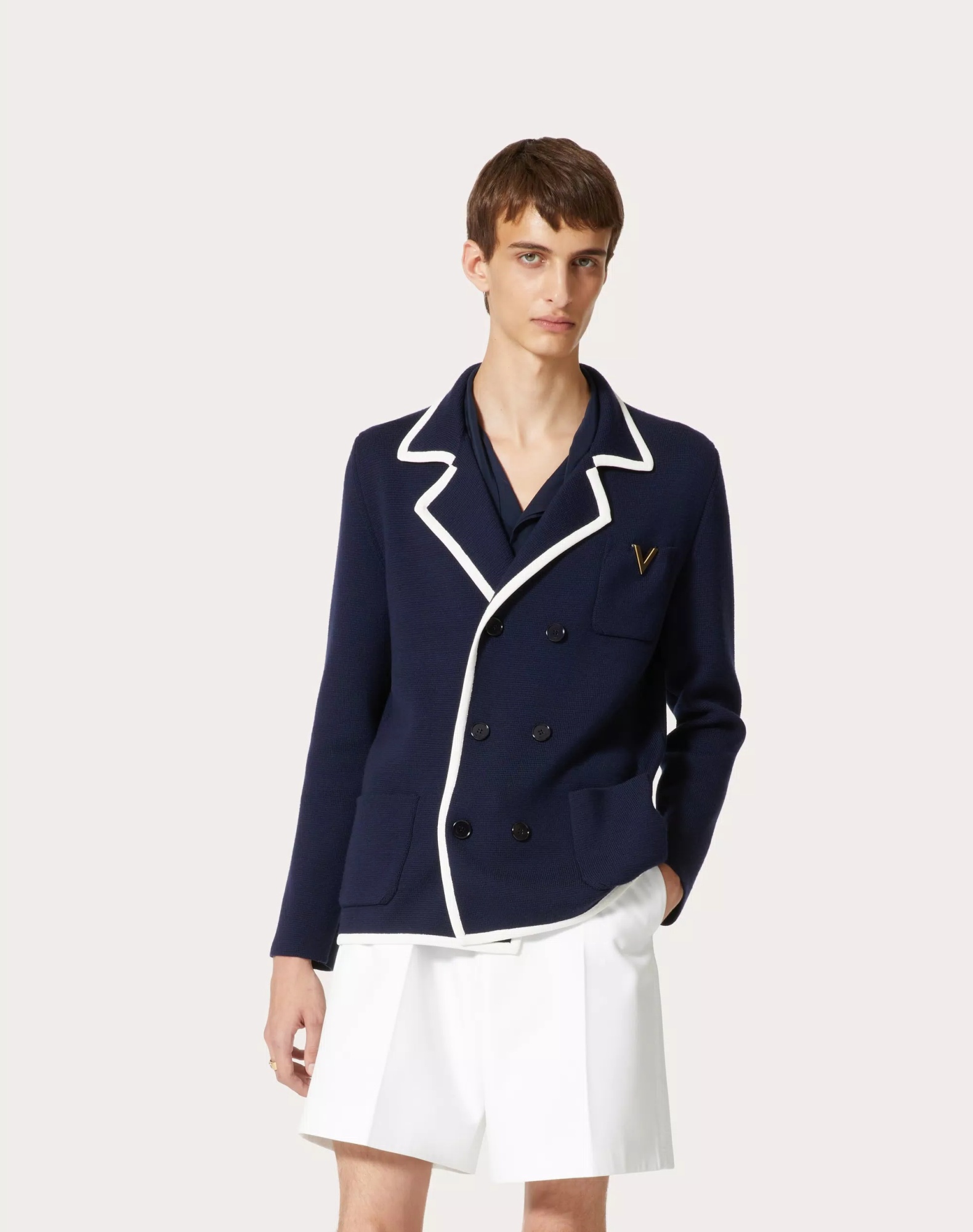 Valentino Wool Knit Jacket In Blue
