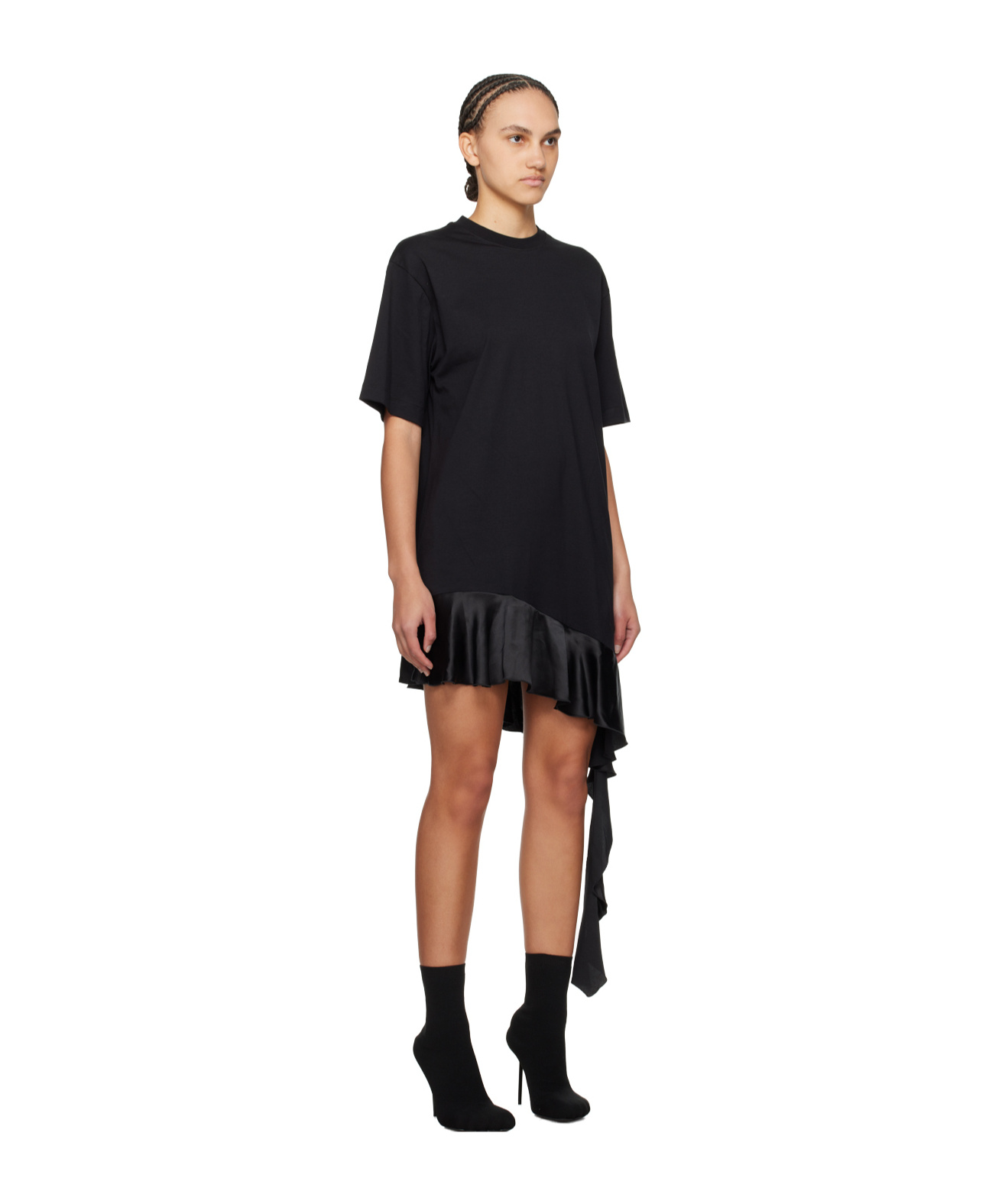 Msgm Short-sleeve Cotton T-shirt Dress In Black