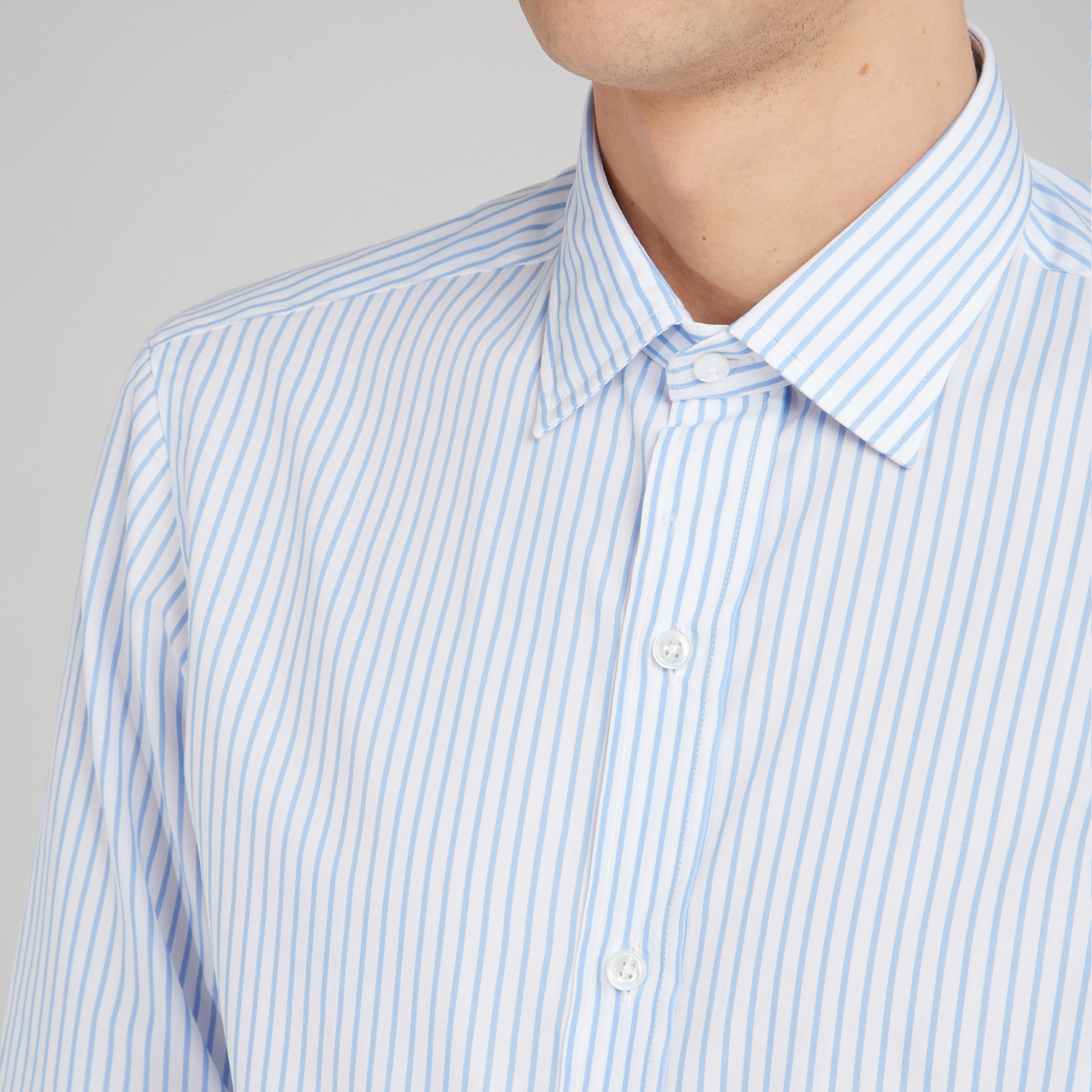 Salvatore Piccolo Striped Long-sleeved Shirt In White
