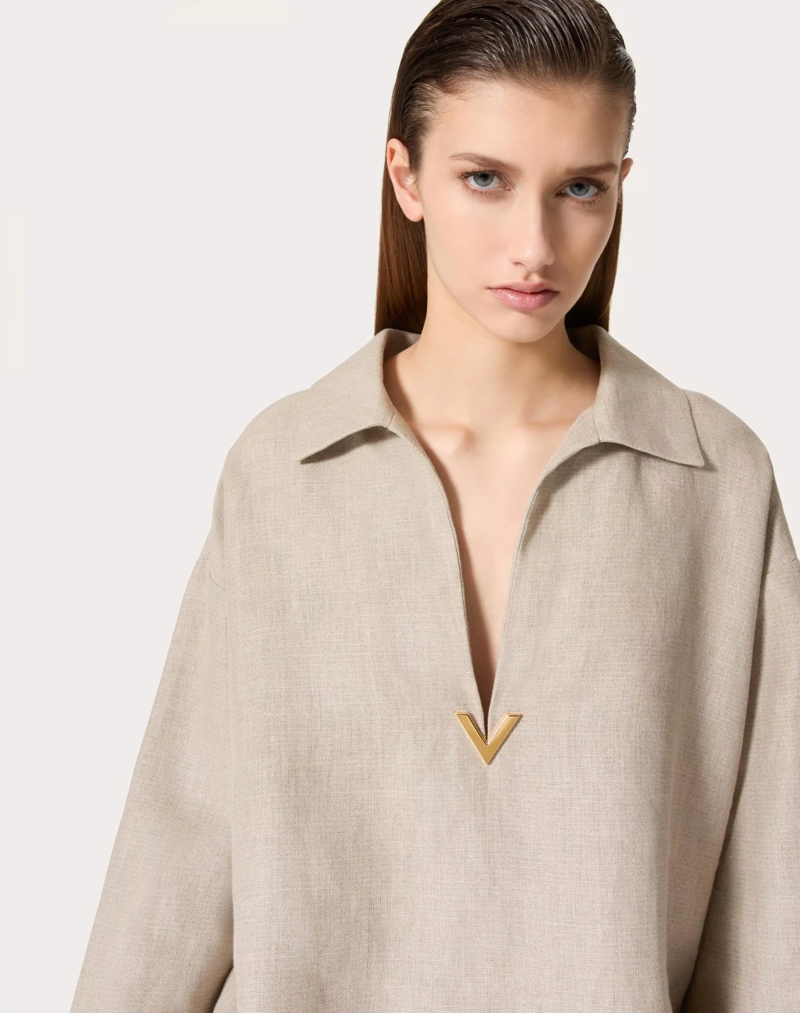Valentino Linen Blouse In Nude