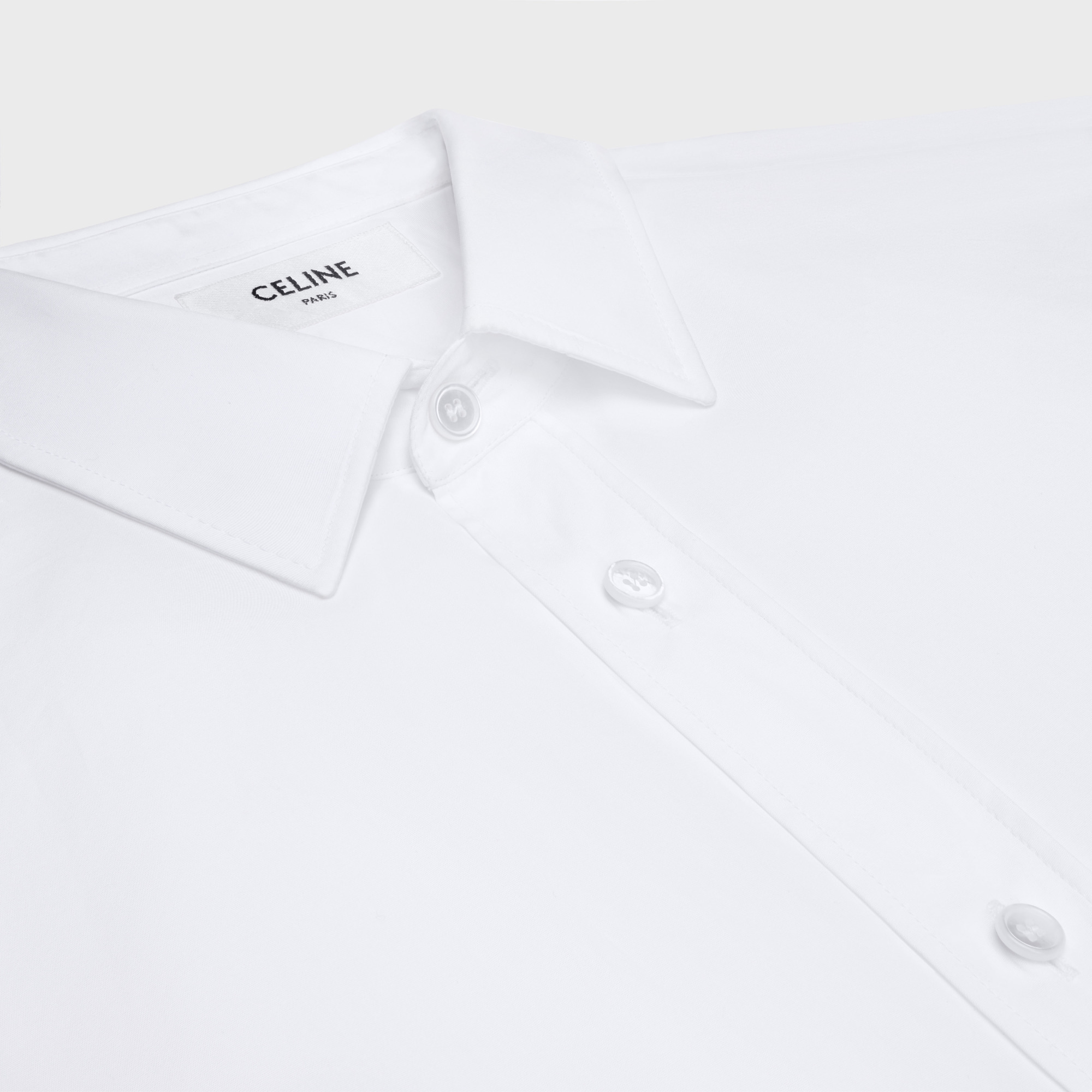 Celine Logo Logo Long-sleeved Shirt In White