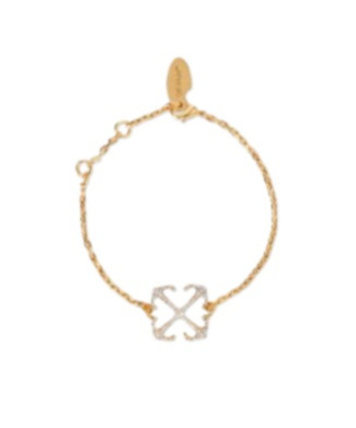 Off-white Arrows-motif Crystal Chain Bracelet In Yellow