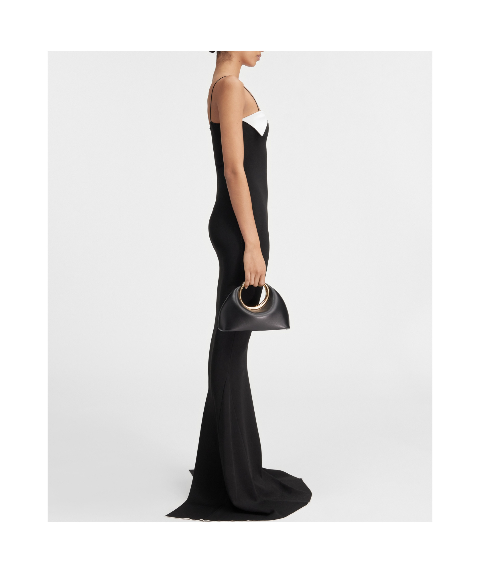 Jacquemus La Robe Aro Contrast Gown In Black