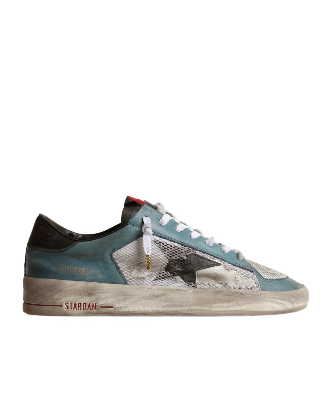 Golden Goose Men's Stardan In Distressed Mesh And Petrol-colored Upper