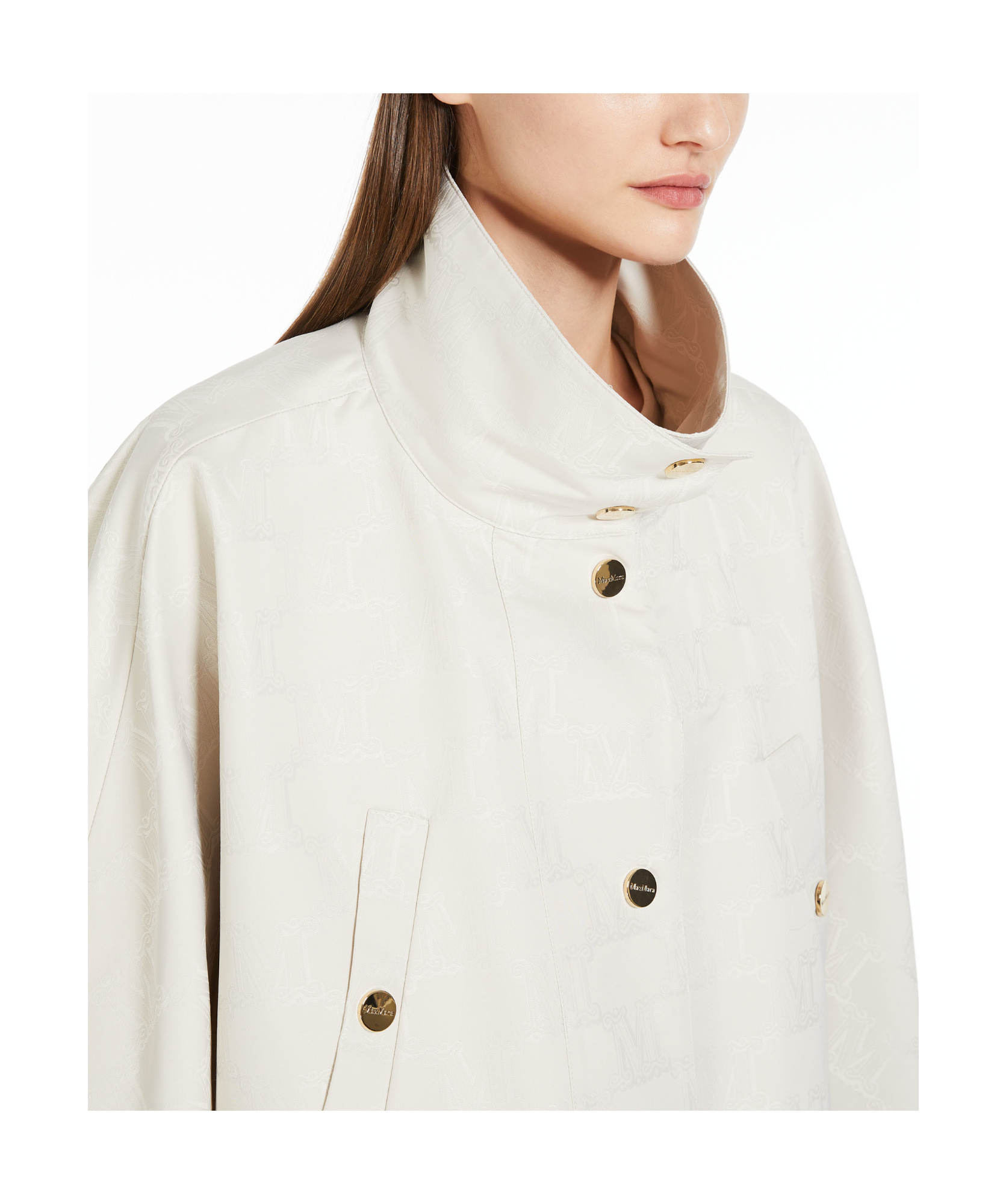 Max Mara Short Jacquard Cloak In Nude