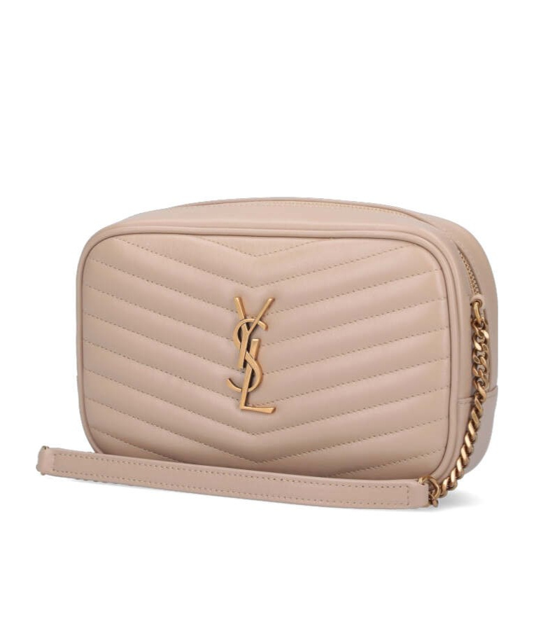 Saint Laurent Mini Lou Quilted Leather Crossbody Bag In Nude