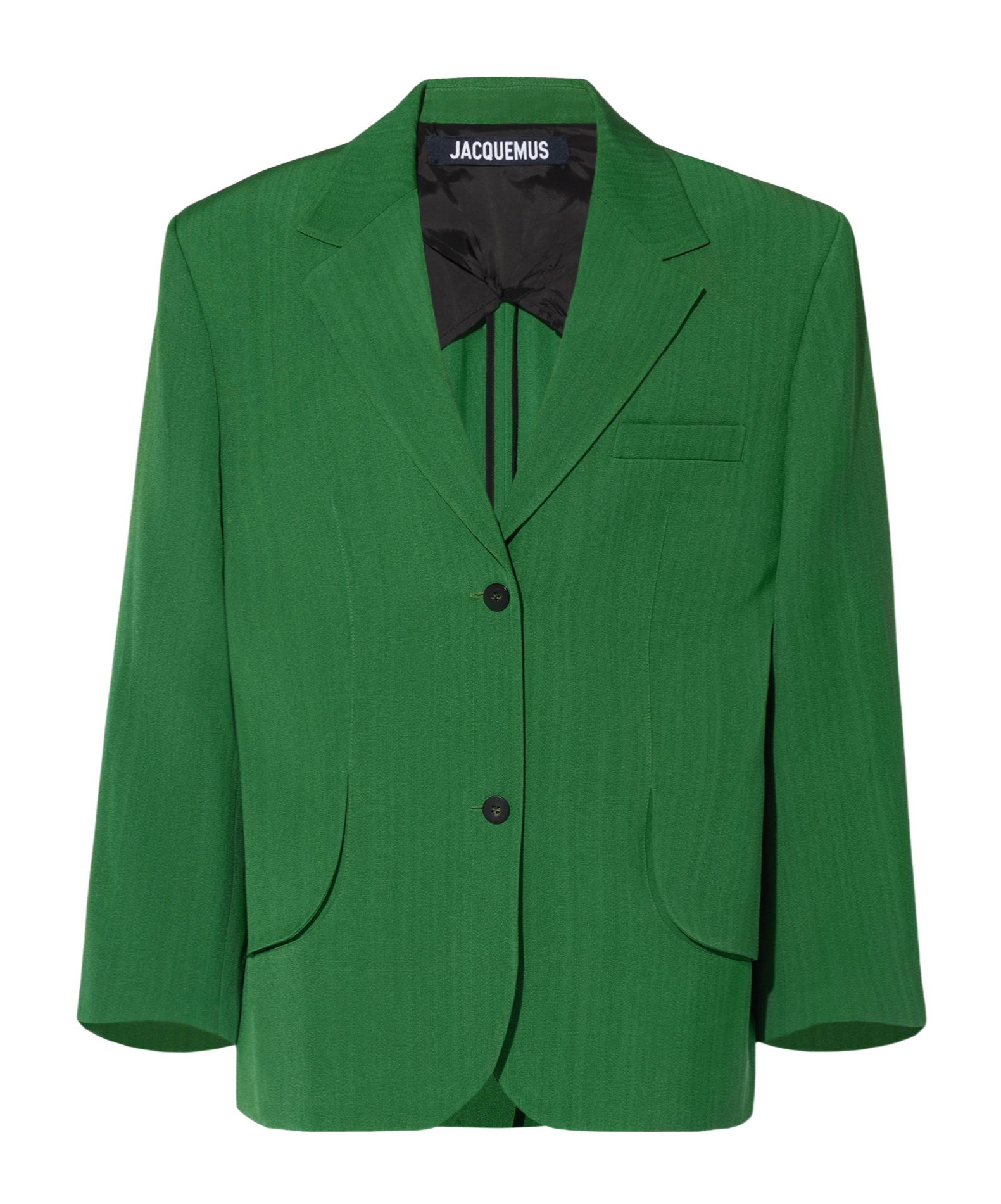 Jacquemus Titolo Striped Jacquard Single-breasted Oversized Blazer Jacket In Green