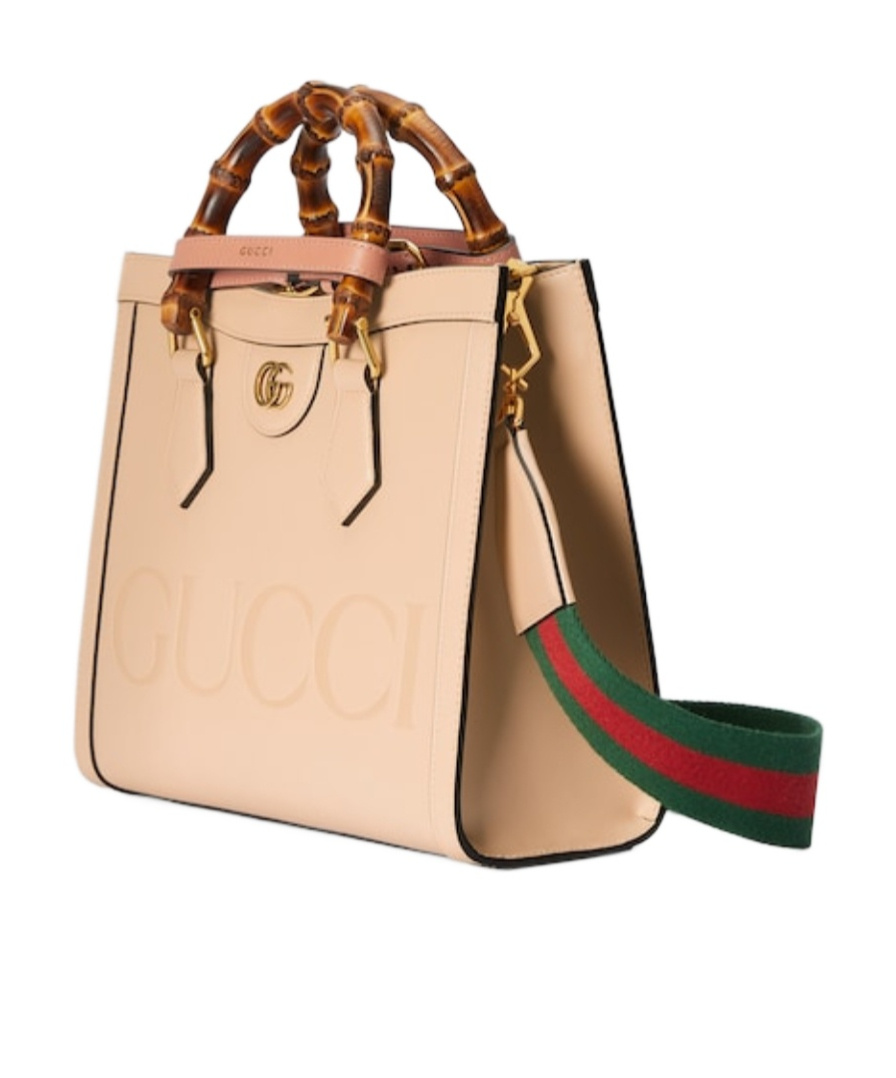 Gucci Small Diana Leather Tote Bag In Nude