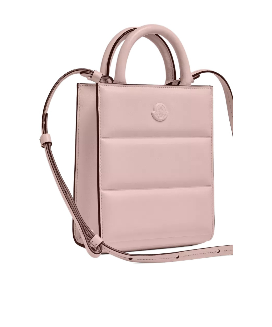 Moncler Doudoune Leather Mini Tote Bag In Pink