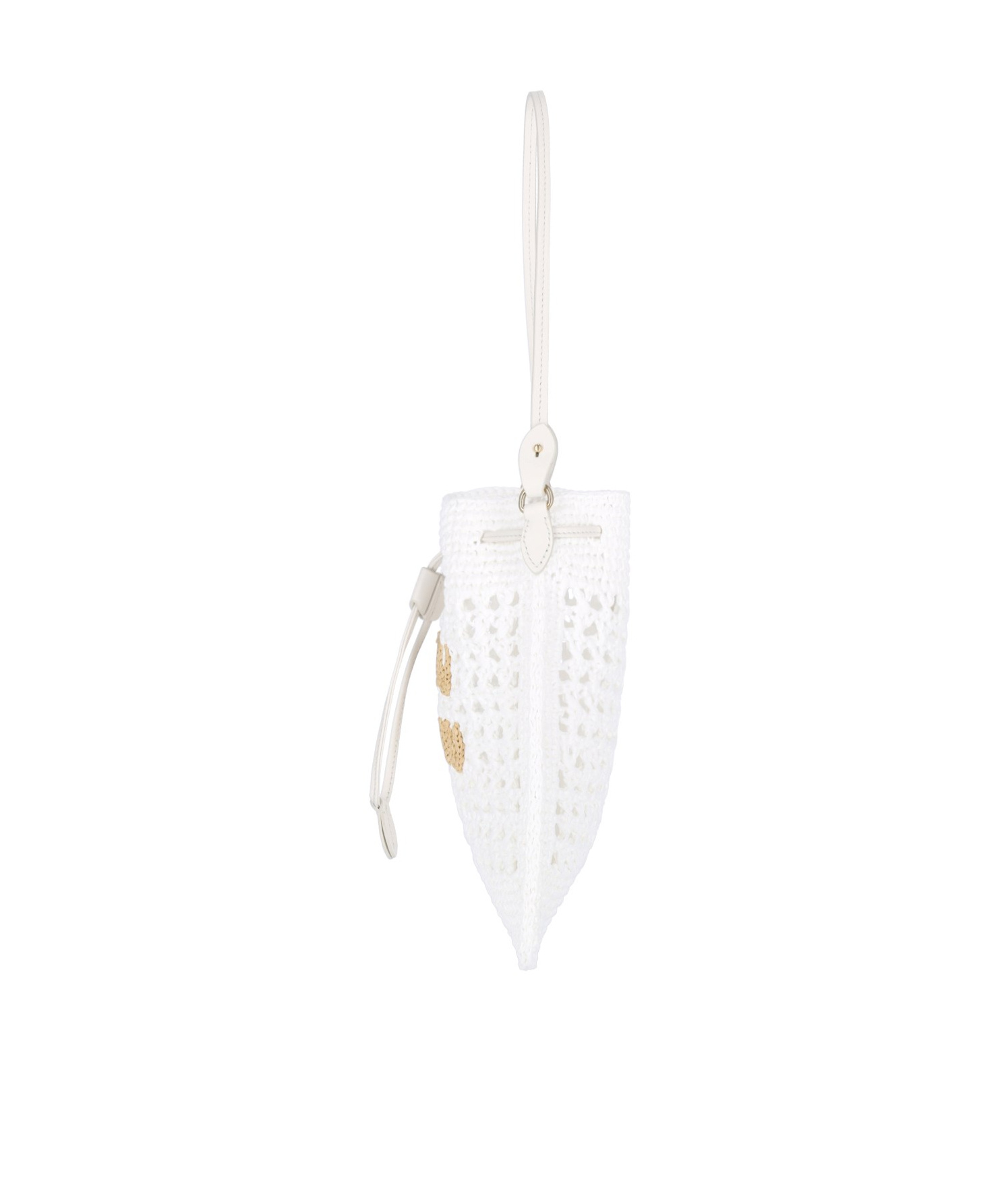 Miu Miu Crochet Knitted Bucket Bag In White