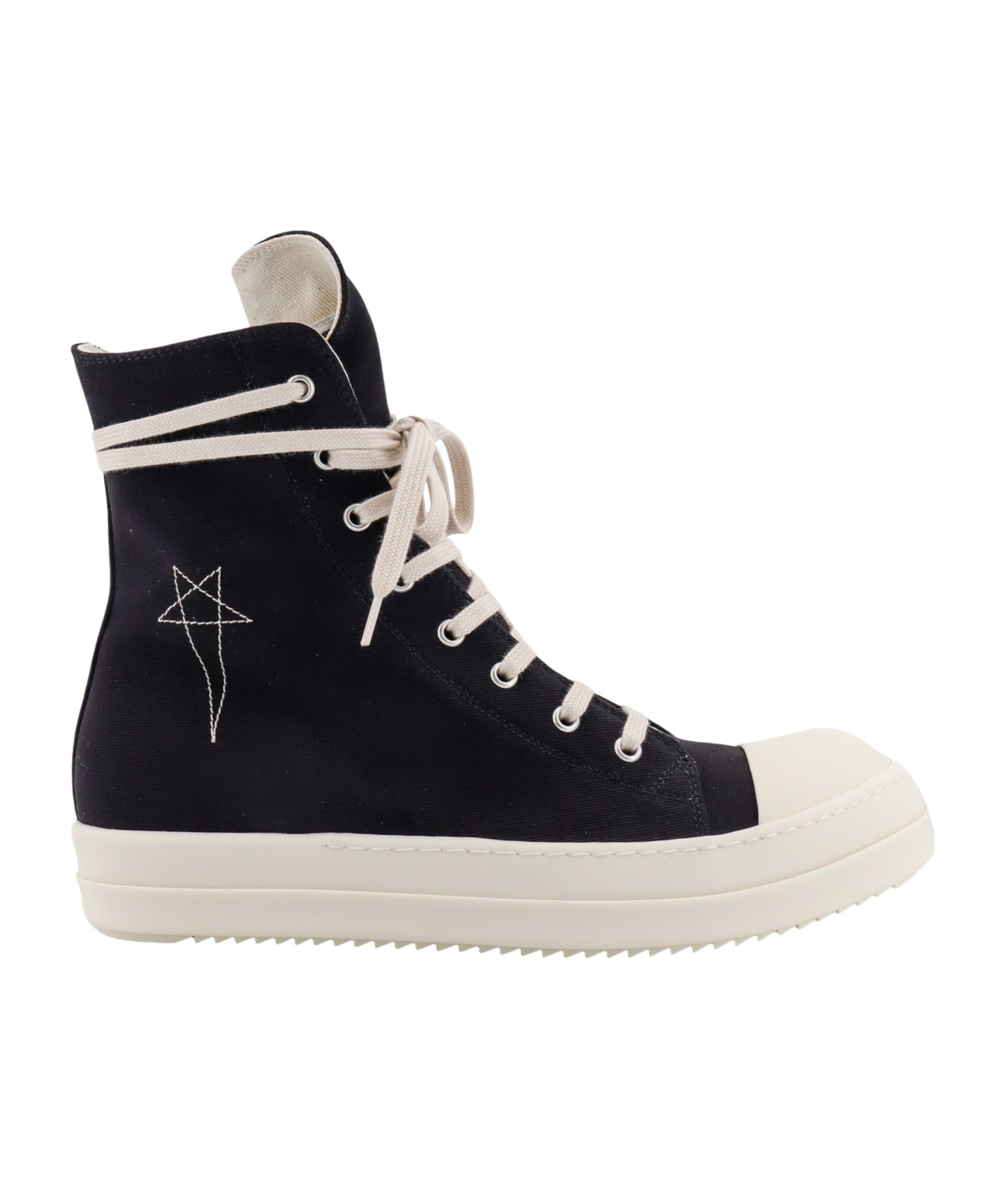 RICK OWENS DRKSHDW PENTAGRAM-EMBROIDERED HIGH-TOP SNEAKERS