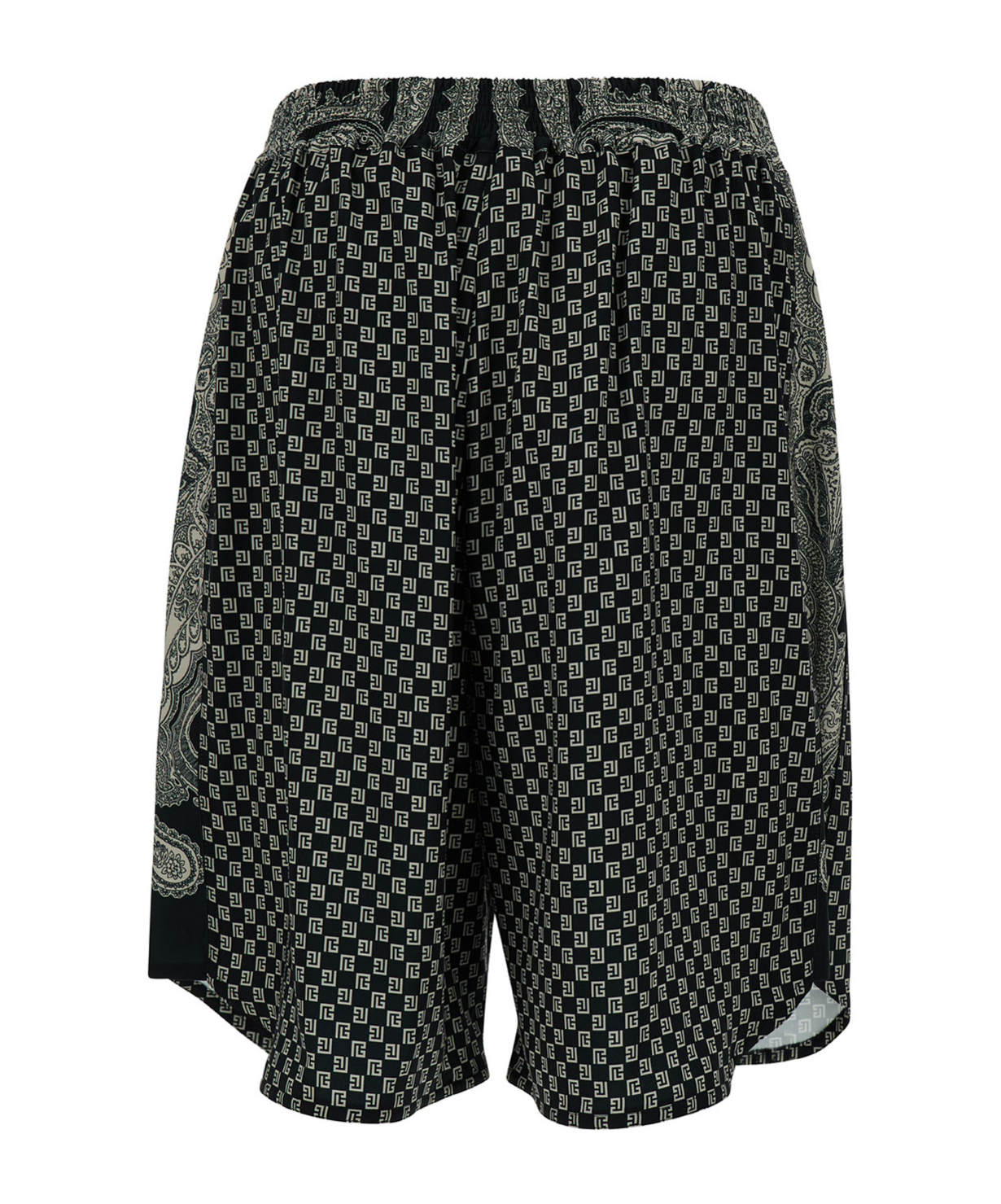 BALMAIN MIX-PRINT SATIN BERMUDA SHORTS 