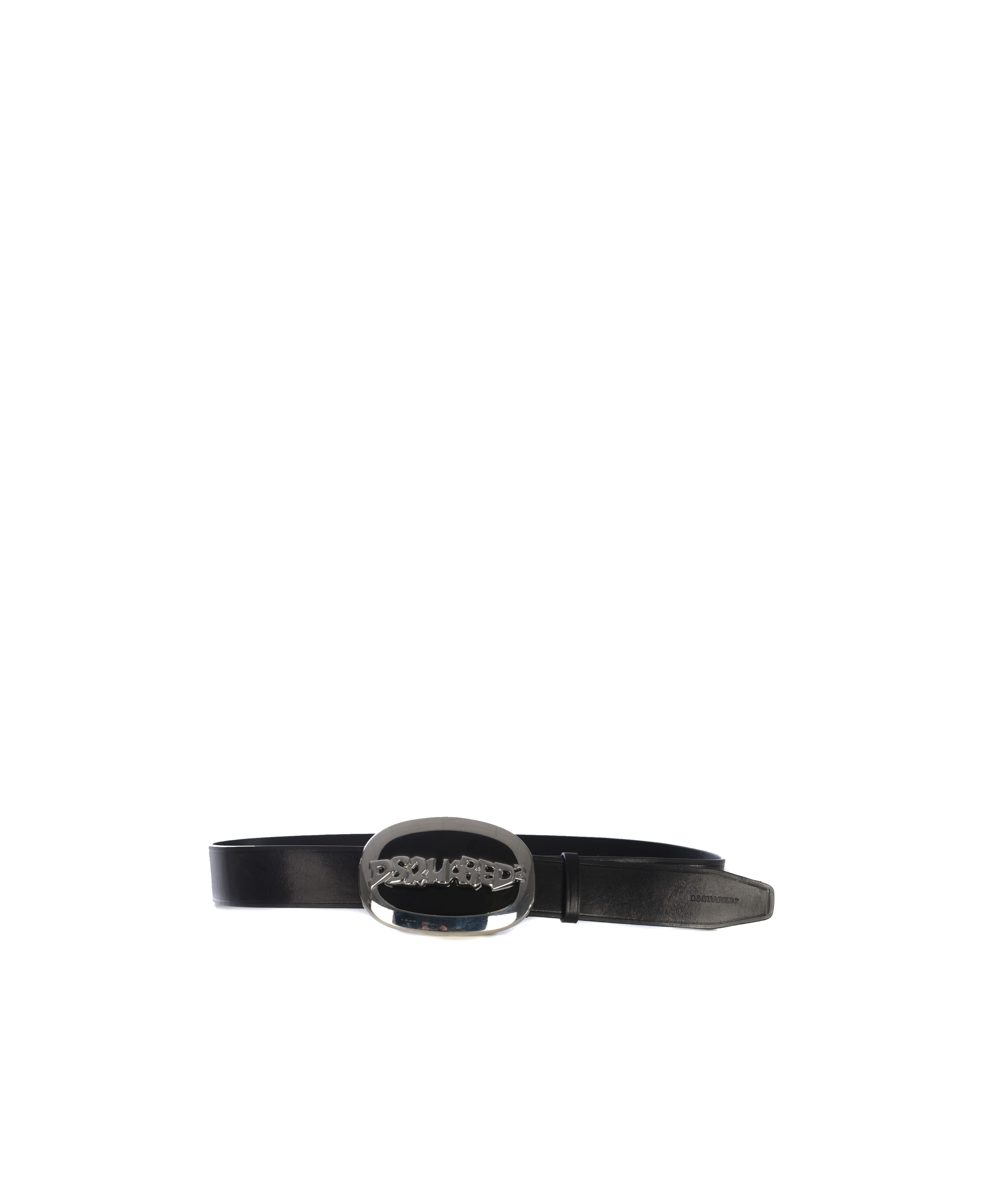 Dsquared2 Logo-plaque Leather Belt In Black