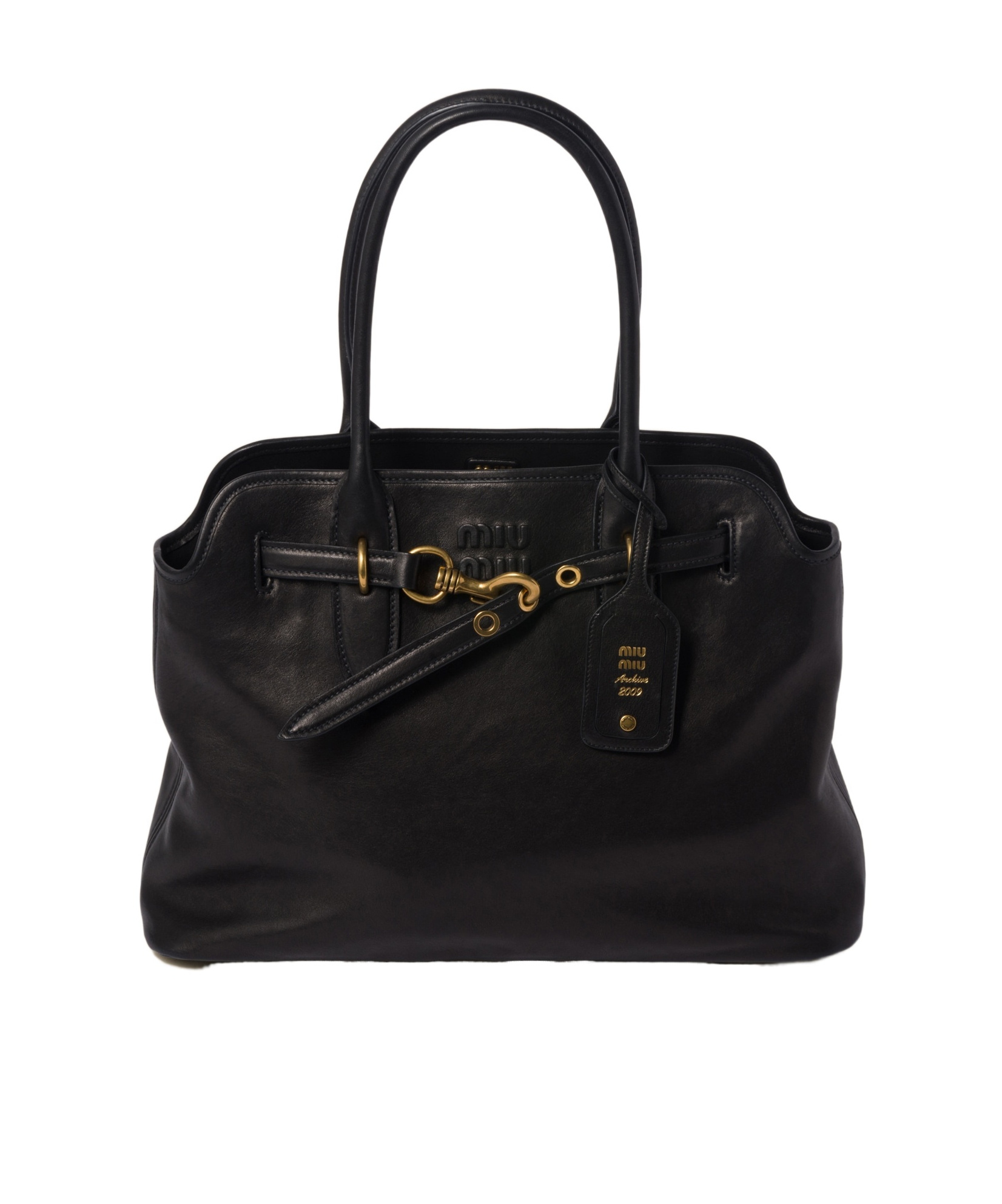 Miu Miu Black Nappa Leather Aventure Bag Women In Black