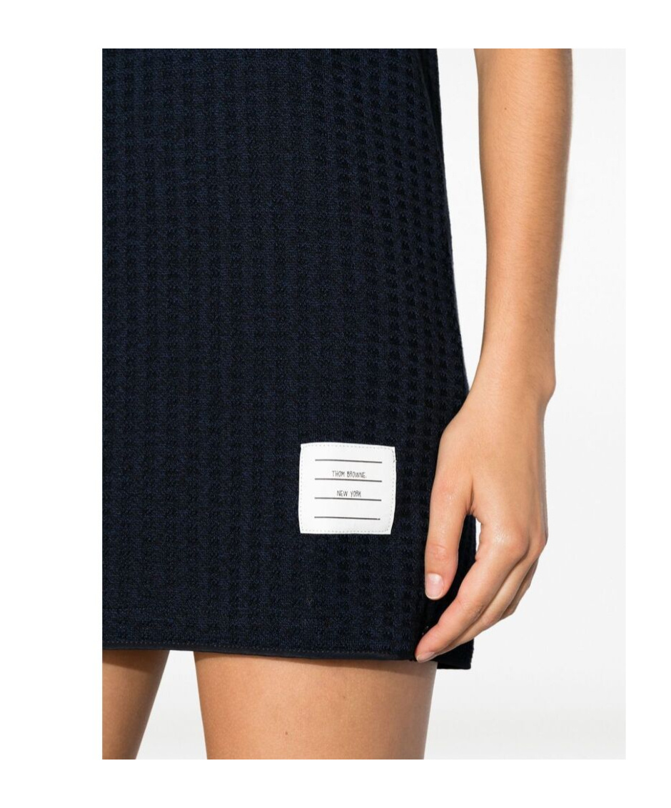 Thom Browne Checked Jacquard Polo Minidress In Blue
