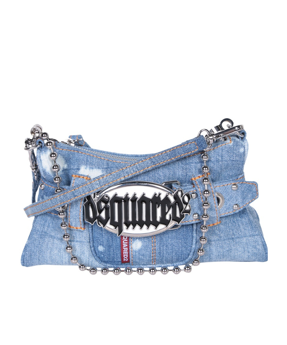 Dsquared2 Gothic Denim Shoulder Bag In Blue