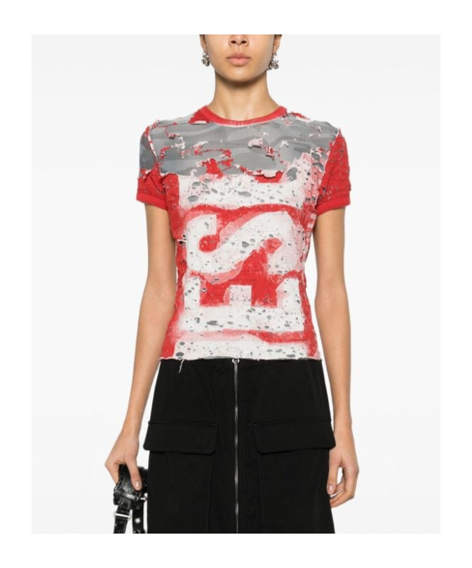 Diesel Distressed-effect T-shirt In Multicolor