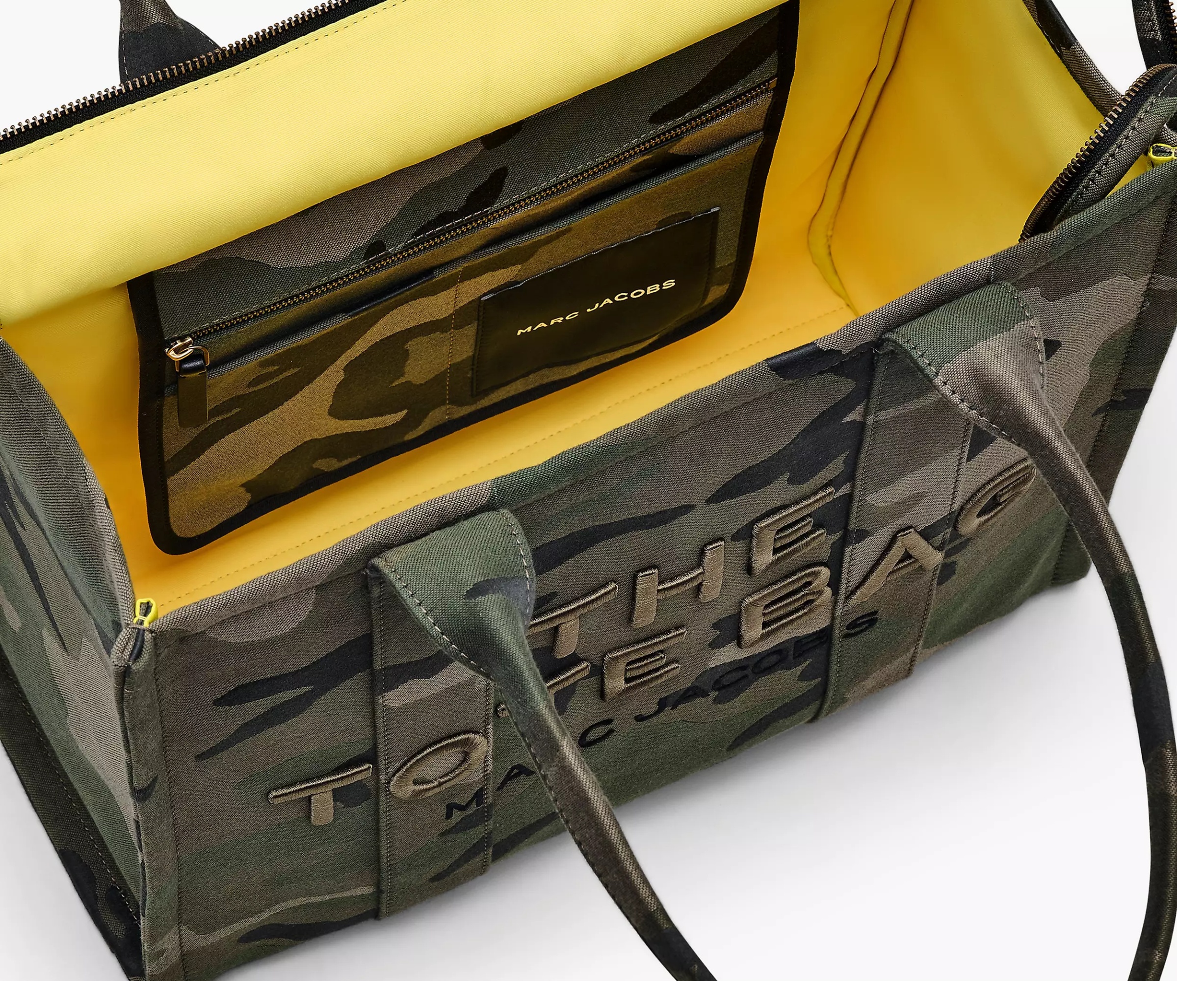 Marc Jacobs Camouflage Jacquard Medium Tote With Versatile Carrying Options In Black