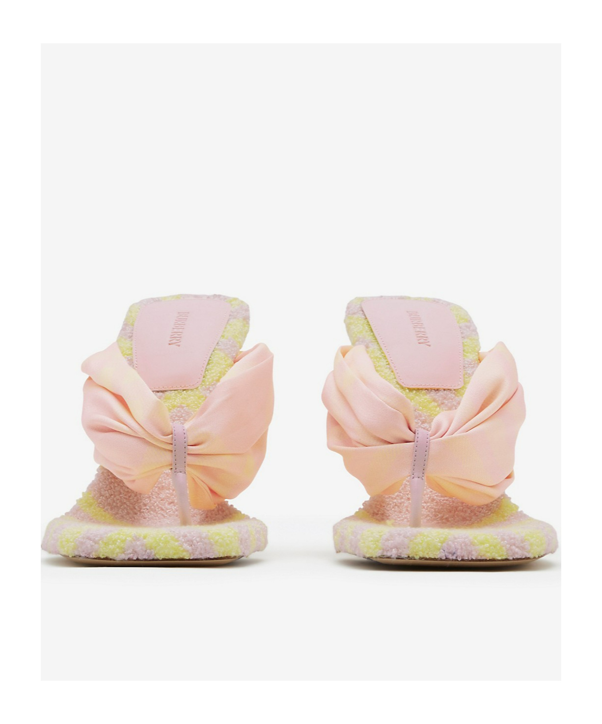 Burberry Printed Fabric Pool Check Thong Mules In Nude
