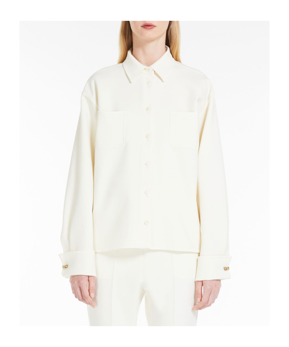 Max Mara Wool Jacket Shirt In White