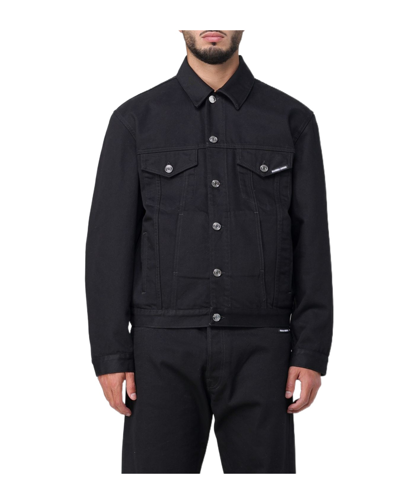 VTMNTS LOGO-PRINT COTTON DENIM JACKET 