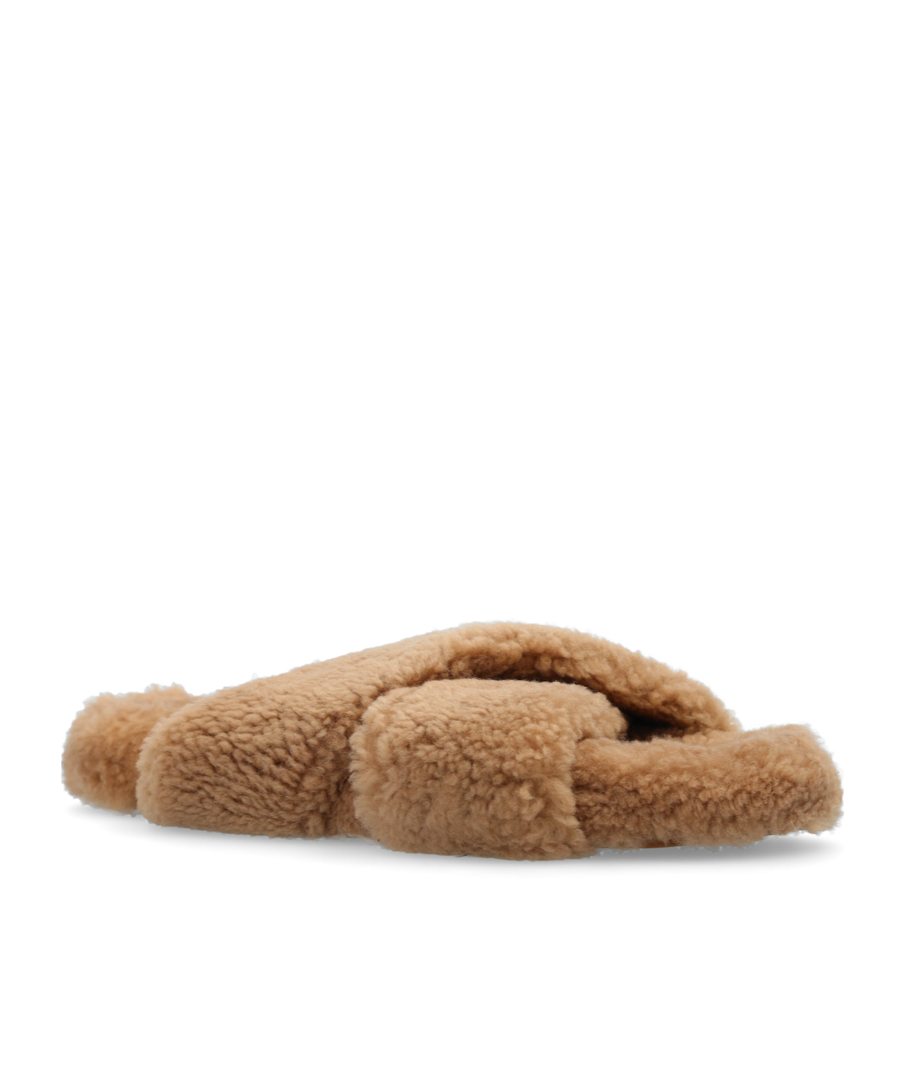 Yves Salomon Crossover-strap Faux-shearling Slippers In Brown