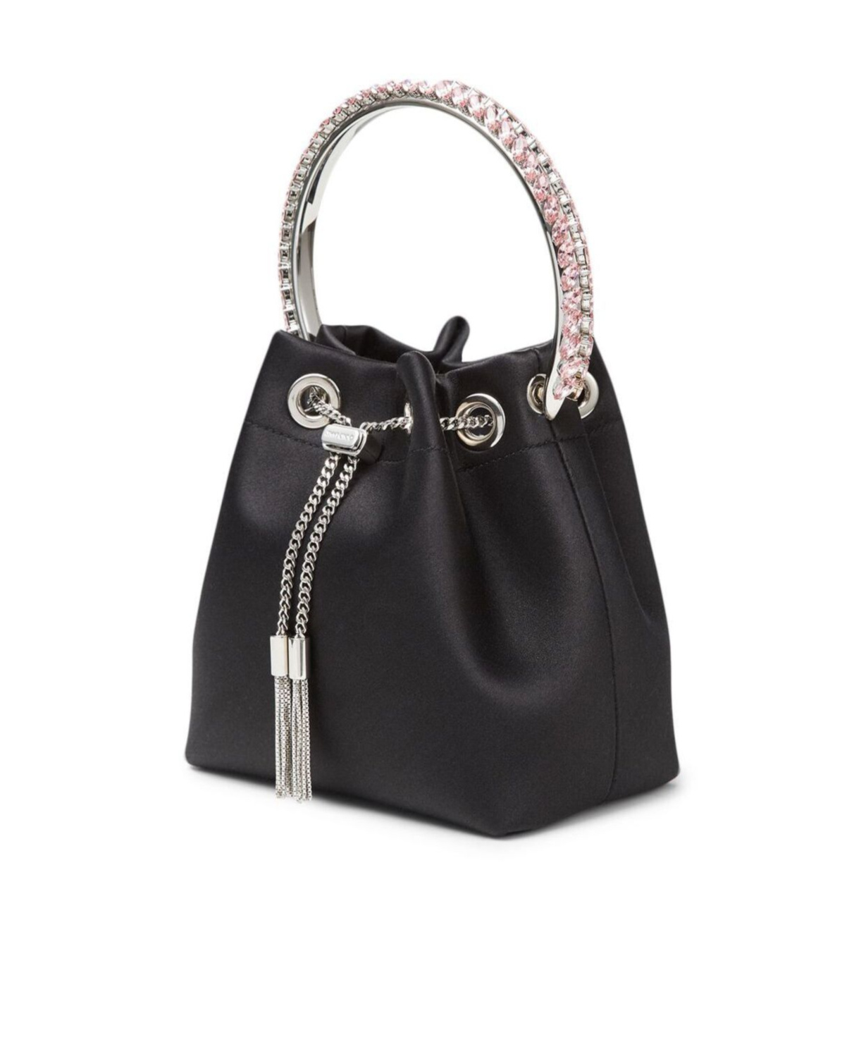 Shop Jimmy Choo Crystal Decorated Bucket Shoulder Bag In Black