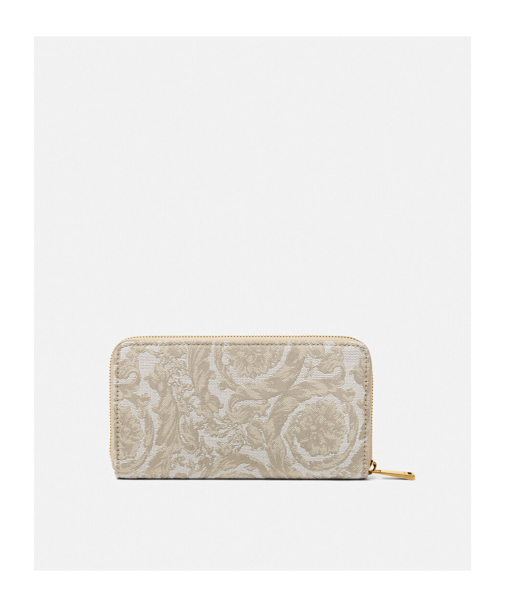 Shop Versace Logo-embroidered Zip-up Wallet In Nude