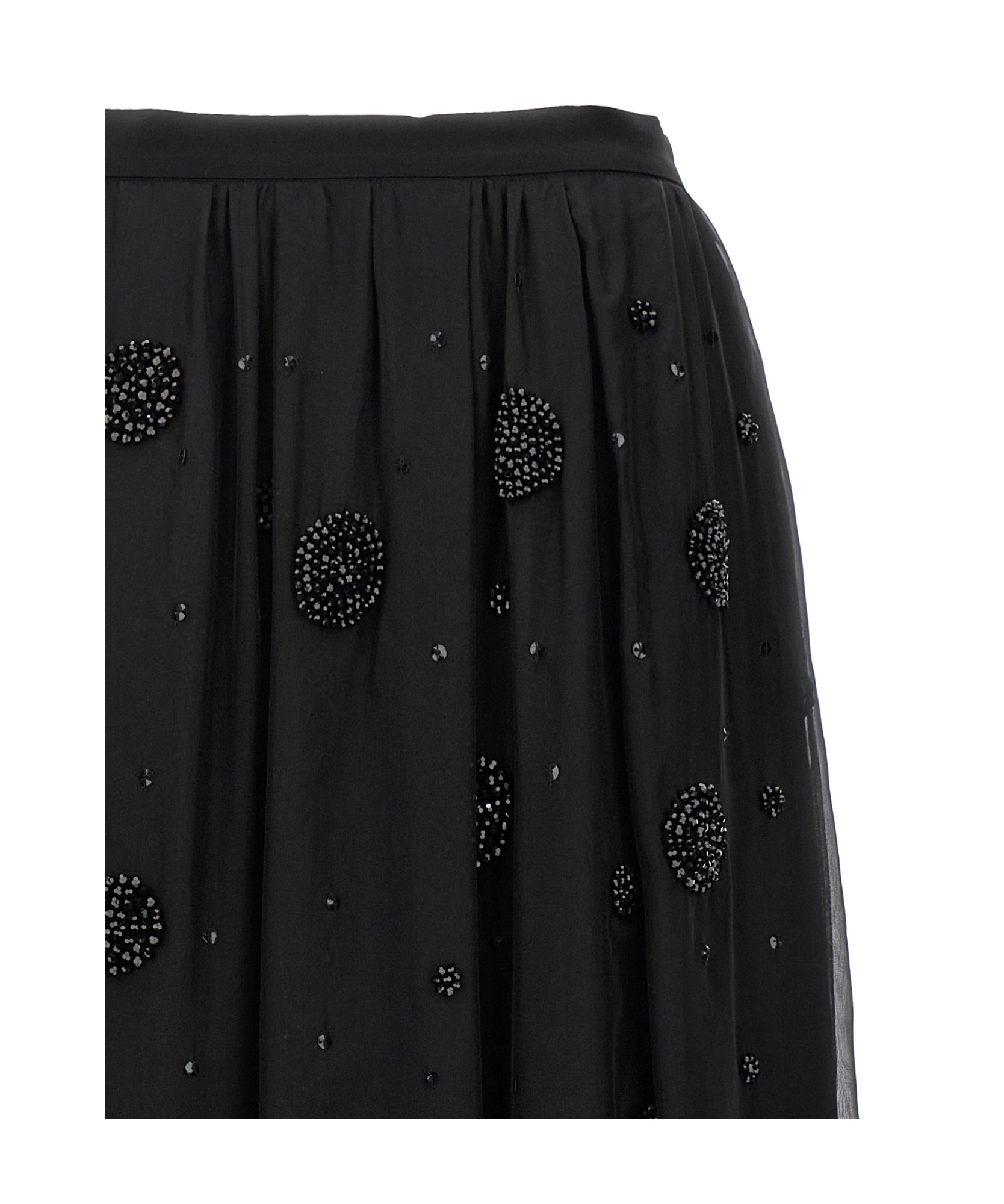 Max Mara All-over Embellished Long Skirt In Black