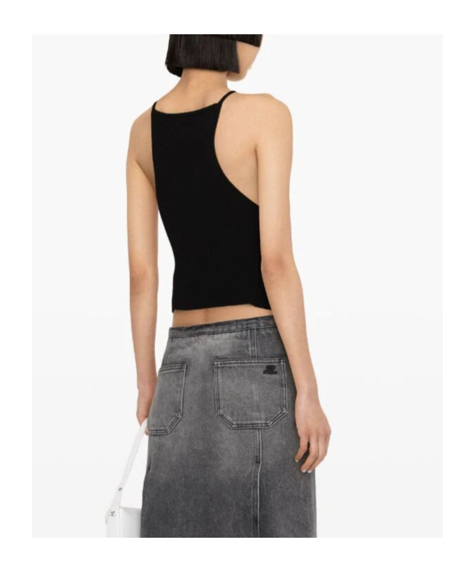 Courrèges Signature Rib Knit Viscose Top In Black