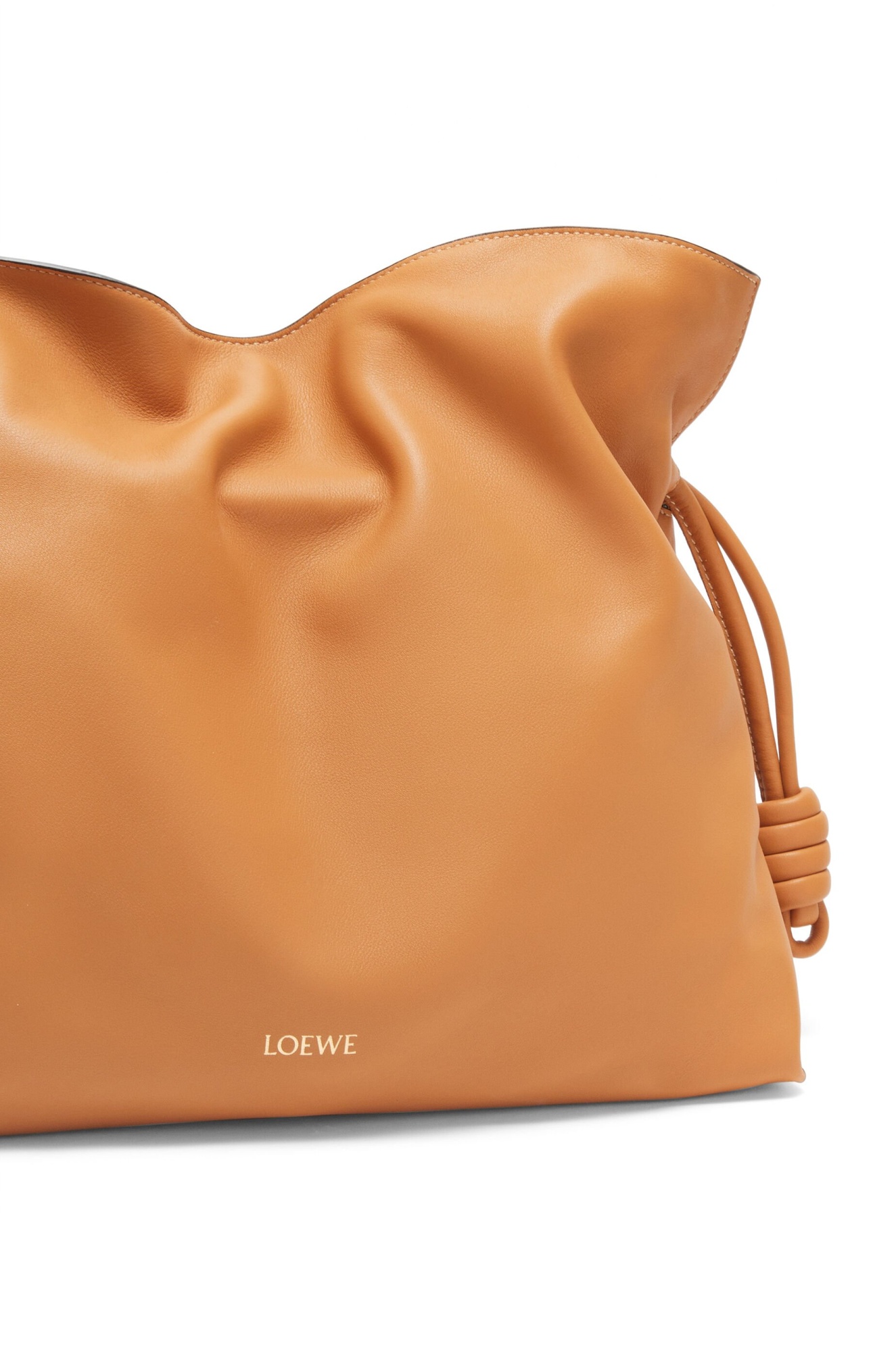 Loewe Large Flamenco Knot Leather Clutch In Brown