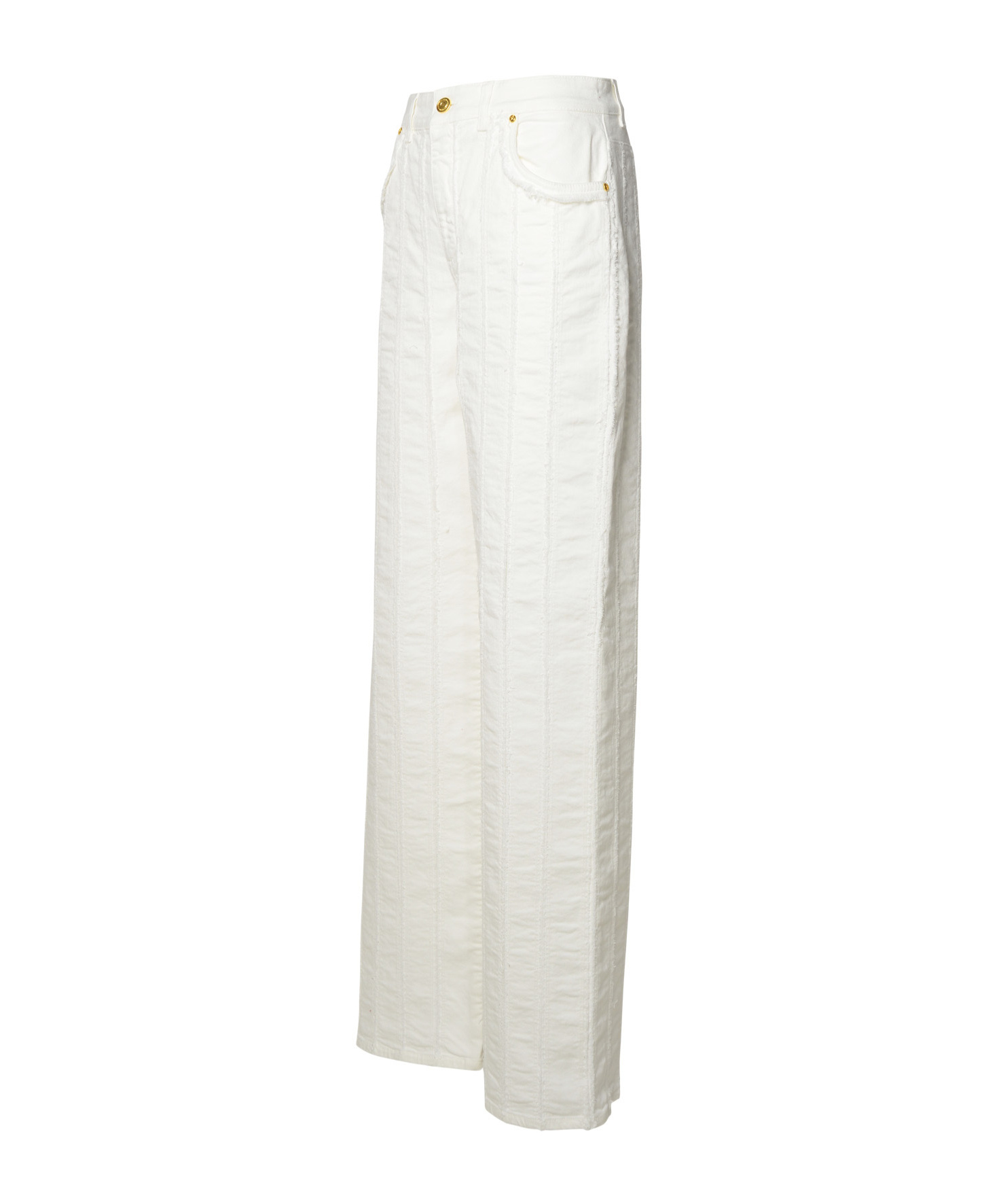 Blumarine Belt Ring Denim Trousers In White