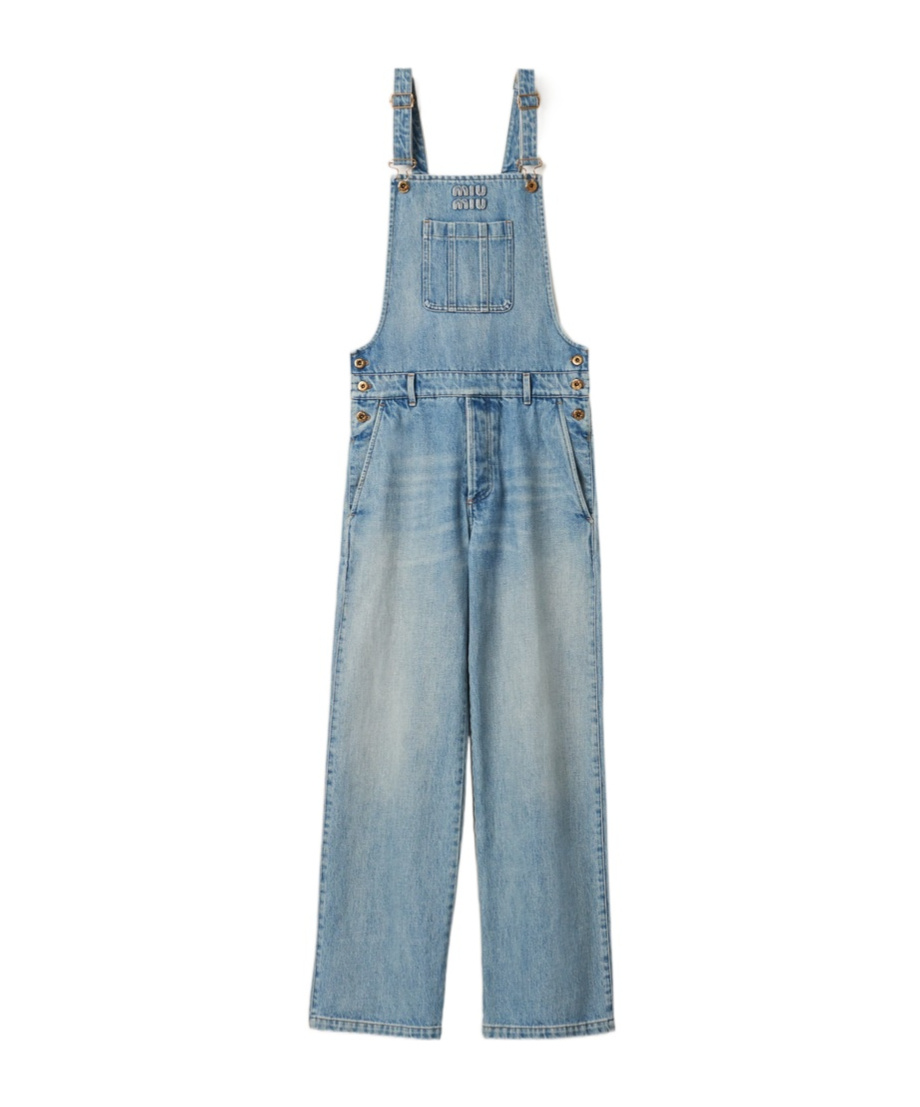 Miu Miu Denim Overalls In Blue