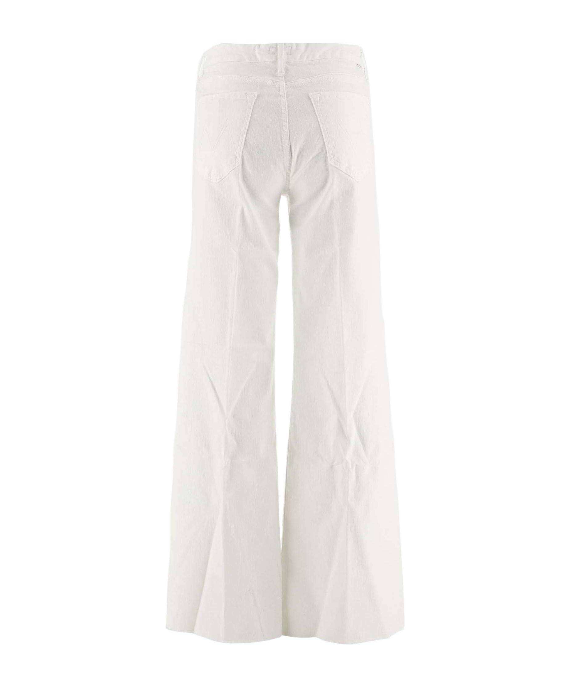 Mother The Hustler Patch Pocket Raw Hem High Waist Ankle Flare Jeans In White