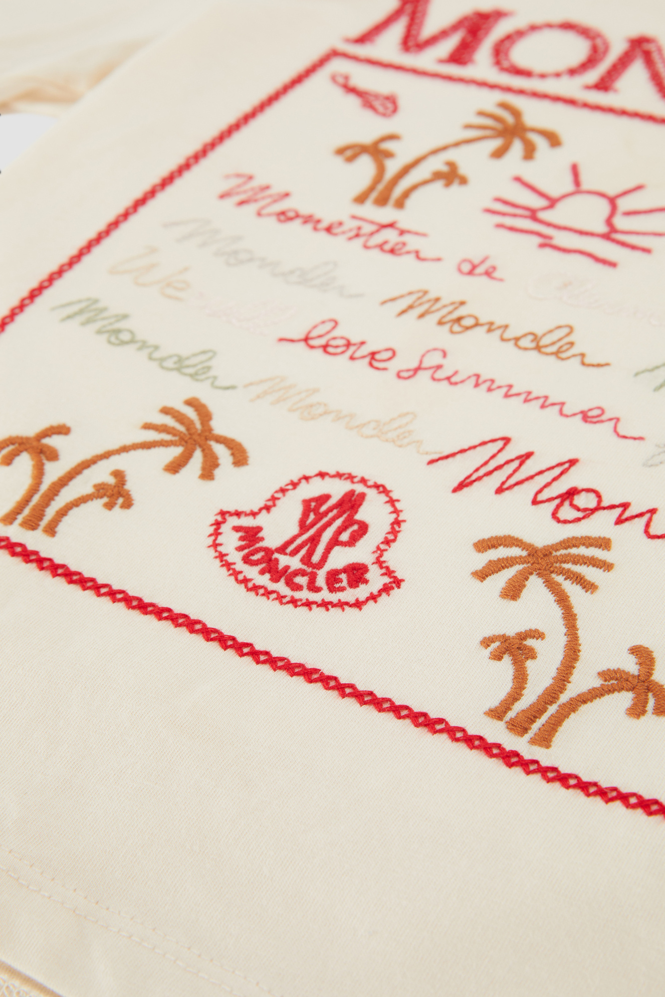 Moncler Embroidered T-shirt In Nude