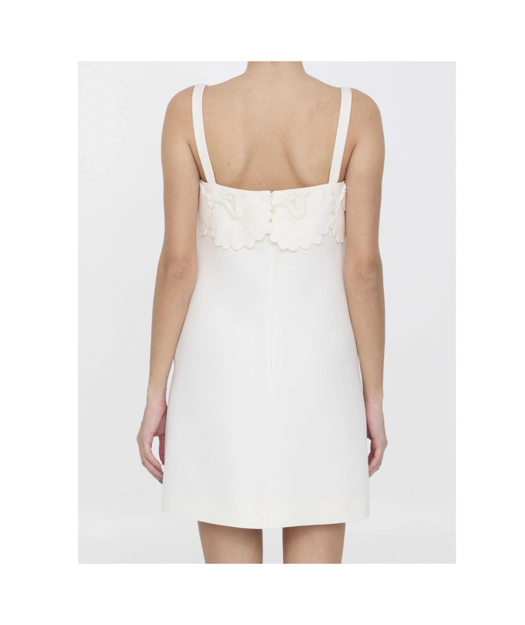 Valentino Crepe Couture Short Dress In White