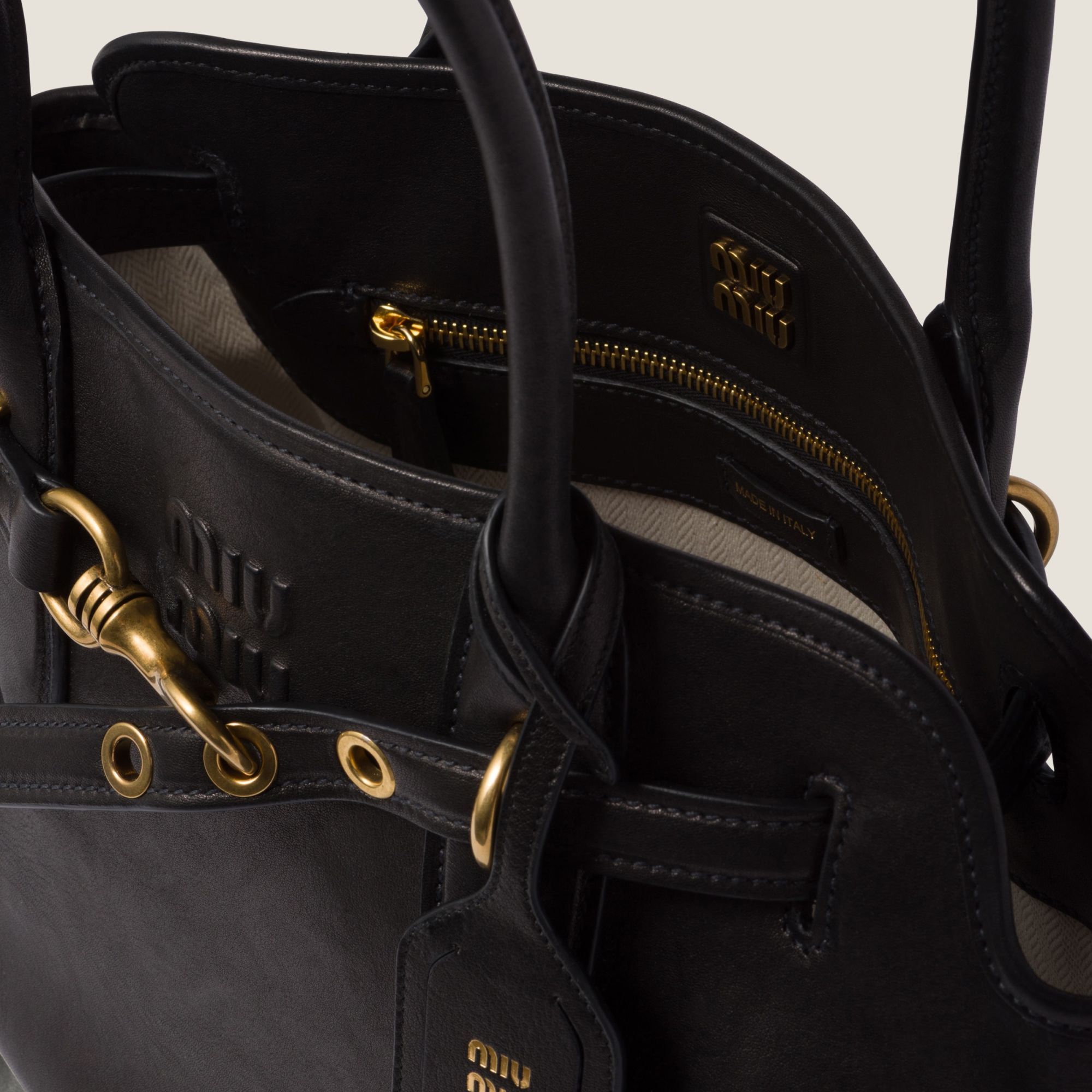 Miu Miu Black Nappa Leather Aventure Bag Women In Black