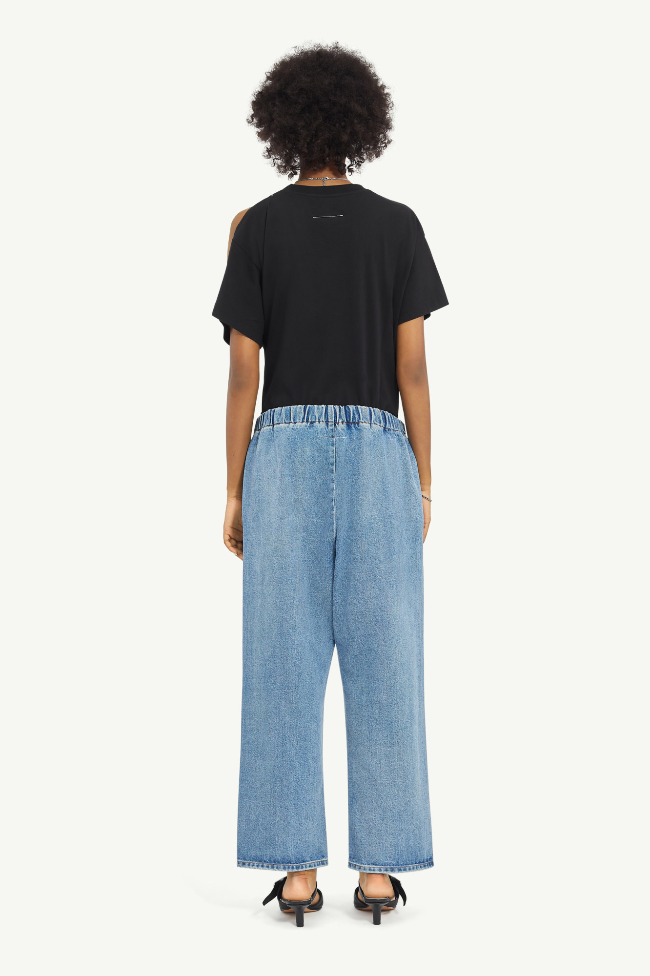Shop Mm6 Maison Margiela Cropped Blue Denim Trousers
