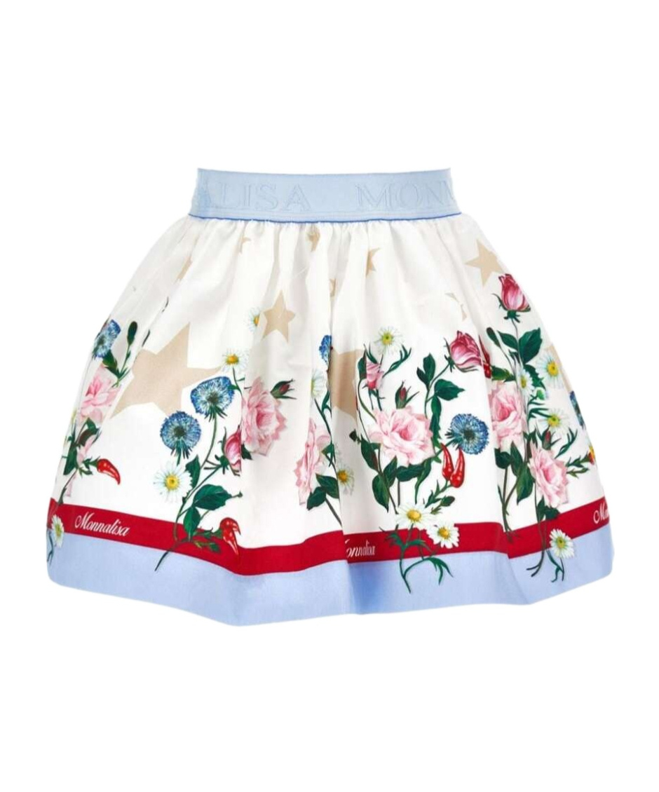 Monnalisa Floral-print Flared Skirt In White