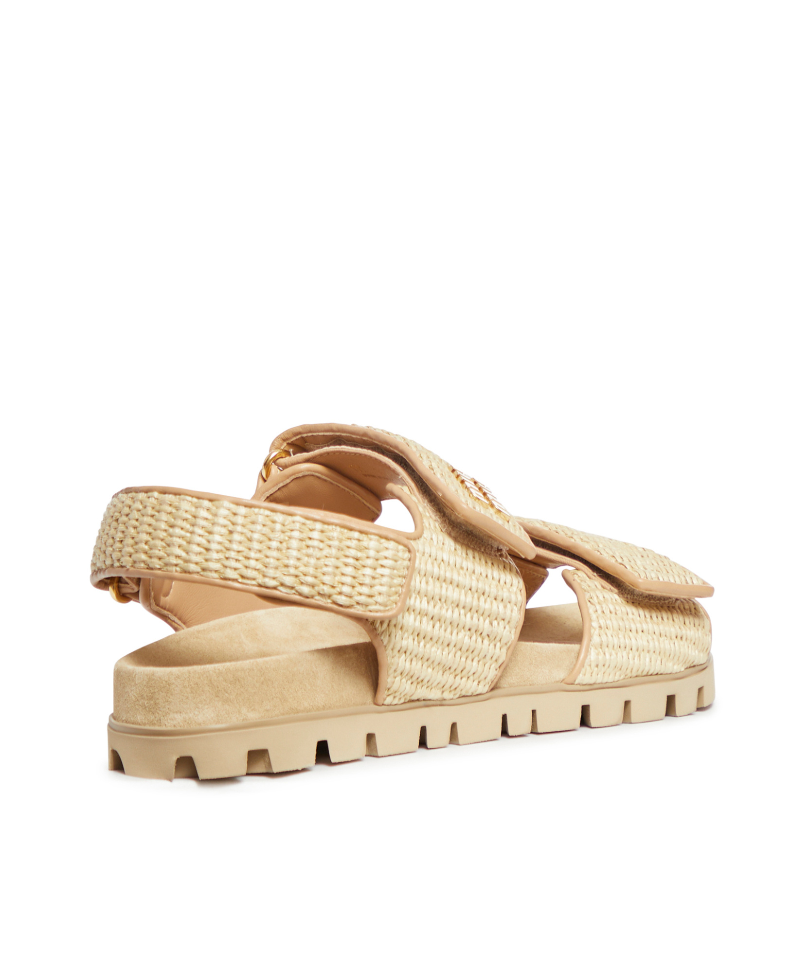 Miu Miu Raffia Sandals In Nude