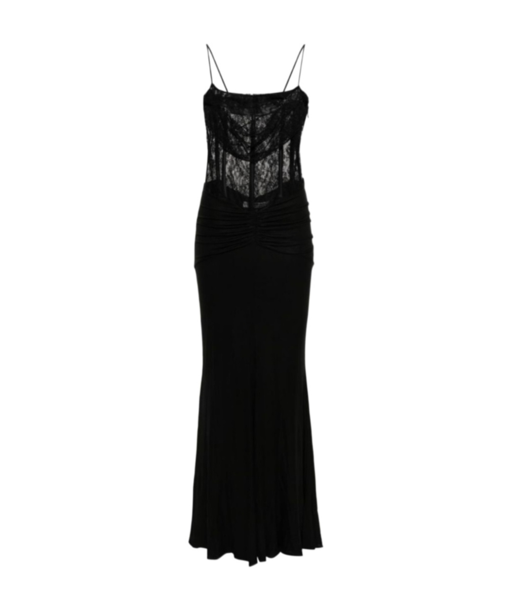 Alessandra Rich Lace-trim Maxi Dress In Black