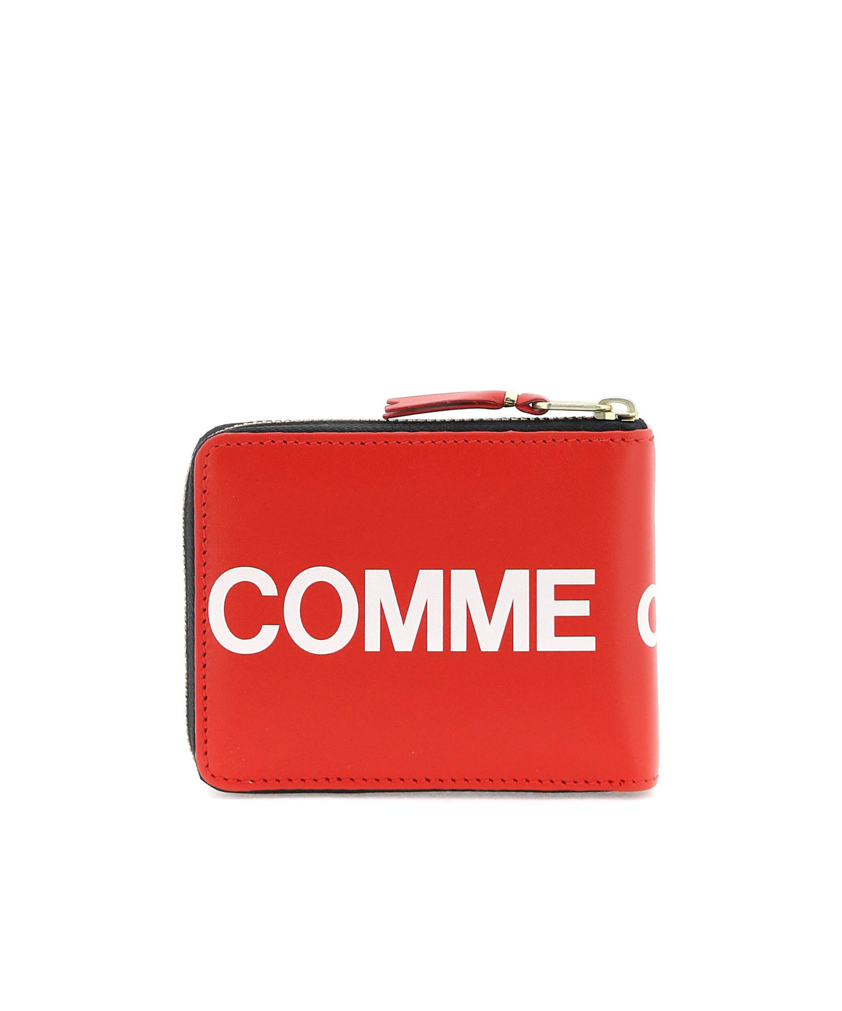 Comme Des Garçons Wallet Logo Printed Zip-around Bi-fold Wallet In Red