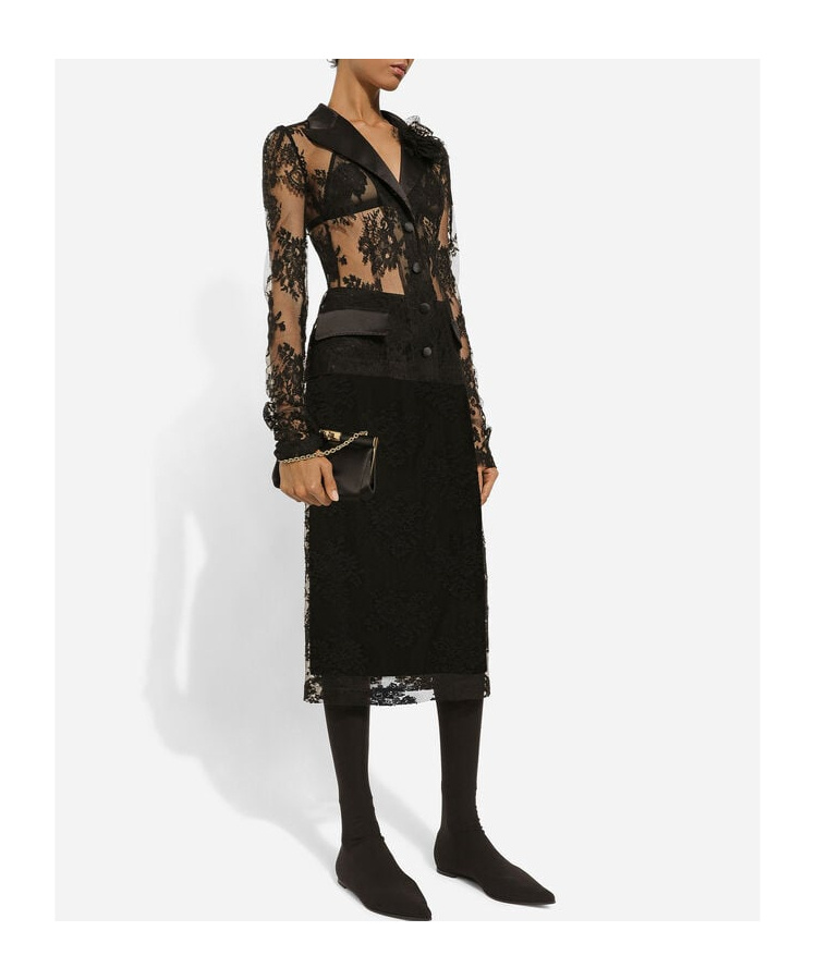 Dolce & Gabbana Tulle Sheer Midi Skirt In Black