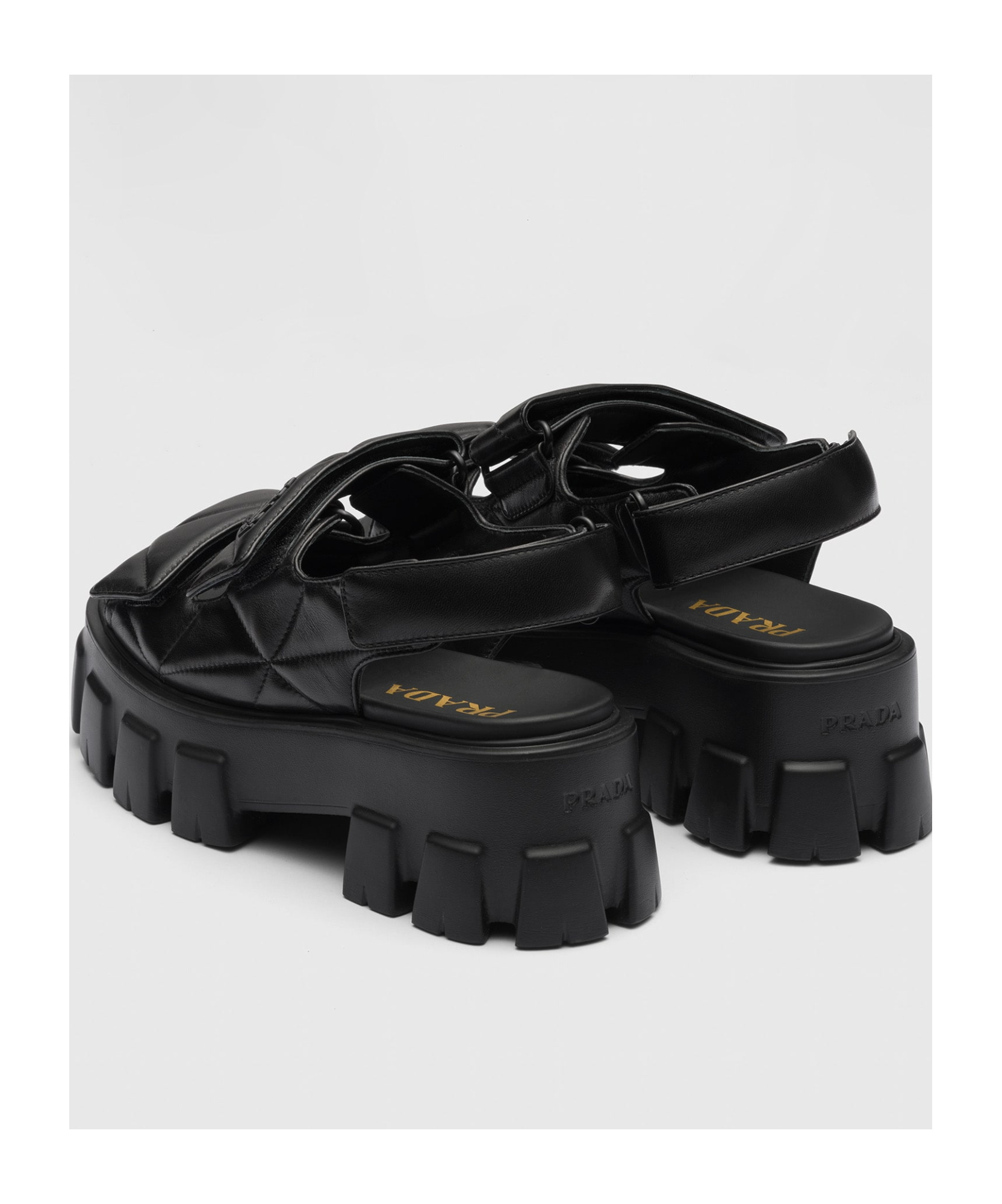 Prada Round-headed High-heeled Sandals In Black